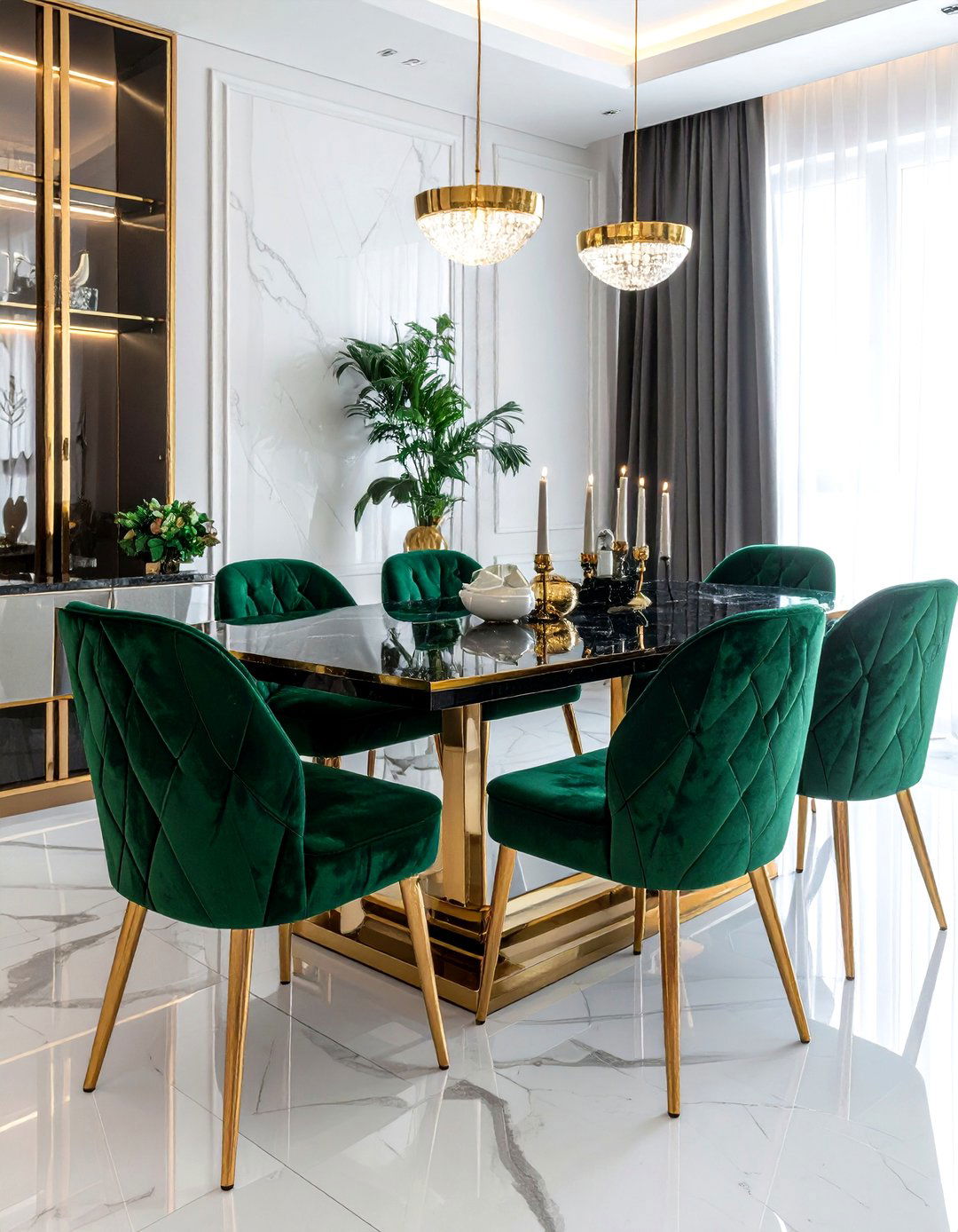 Velvet Upholstered Seating - 30 preserved dining room ideas