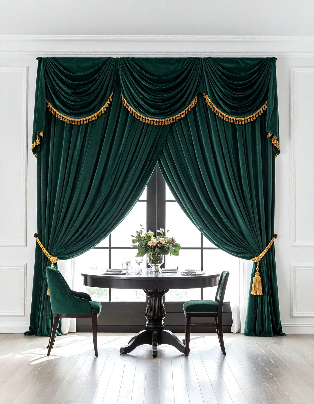 Velvet Window Drapes - 30 traditional dining room ideas