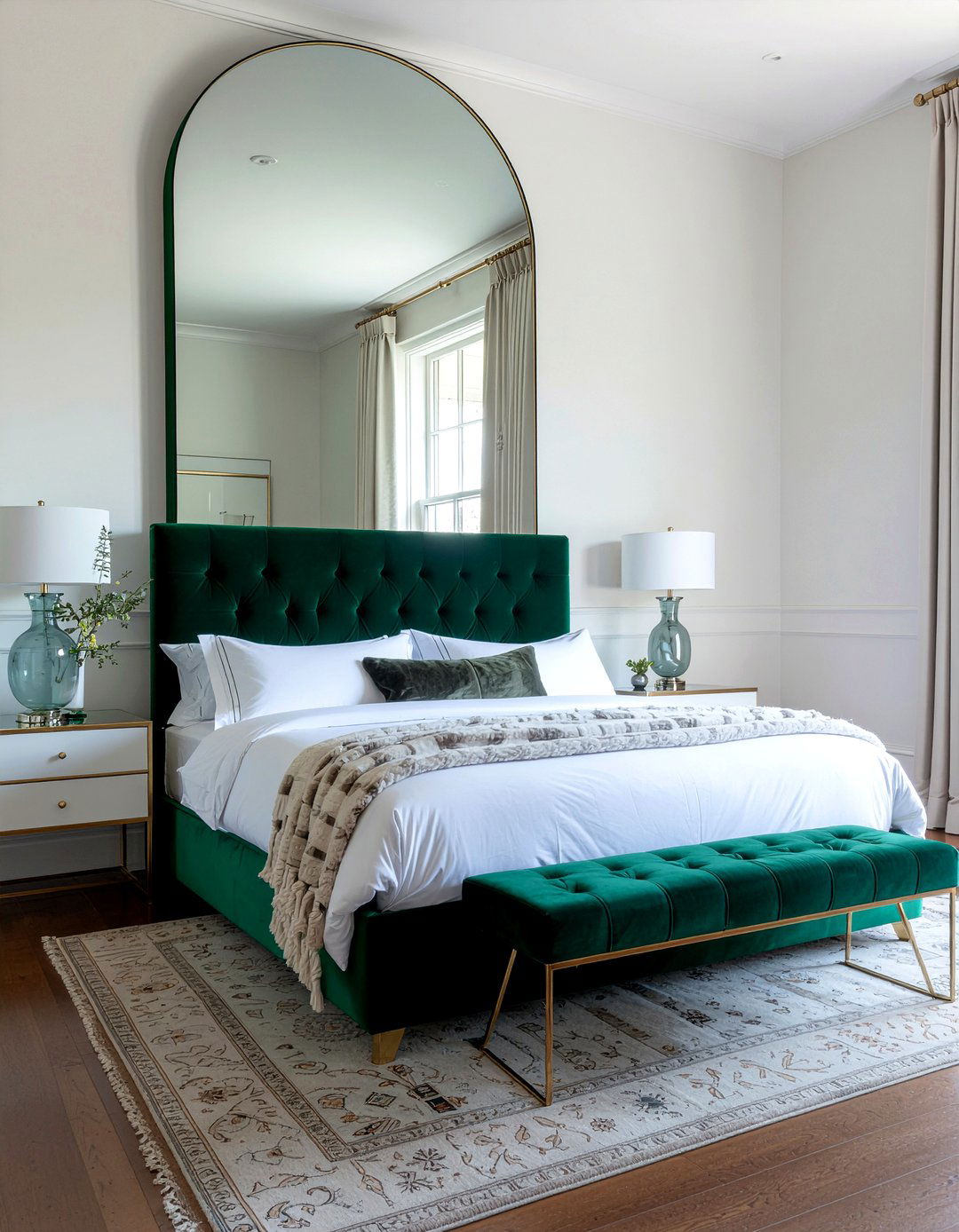 Velvet Wrapped Floor Mirror - 30 bedroom leaning mirrors