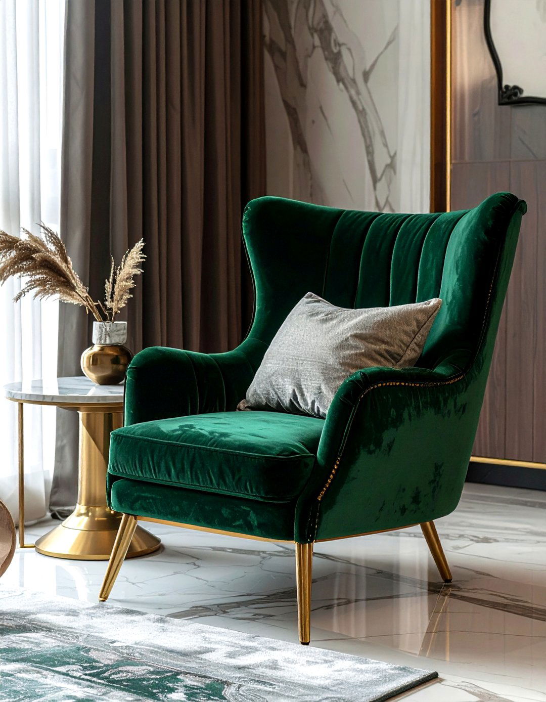 Velvet accent chair - 30 living room guest seating ideas