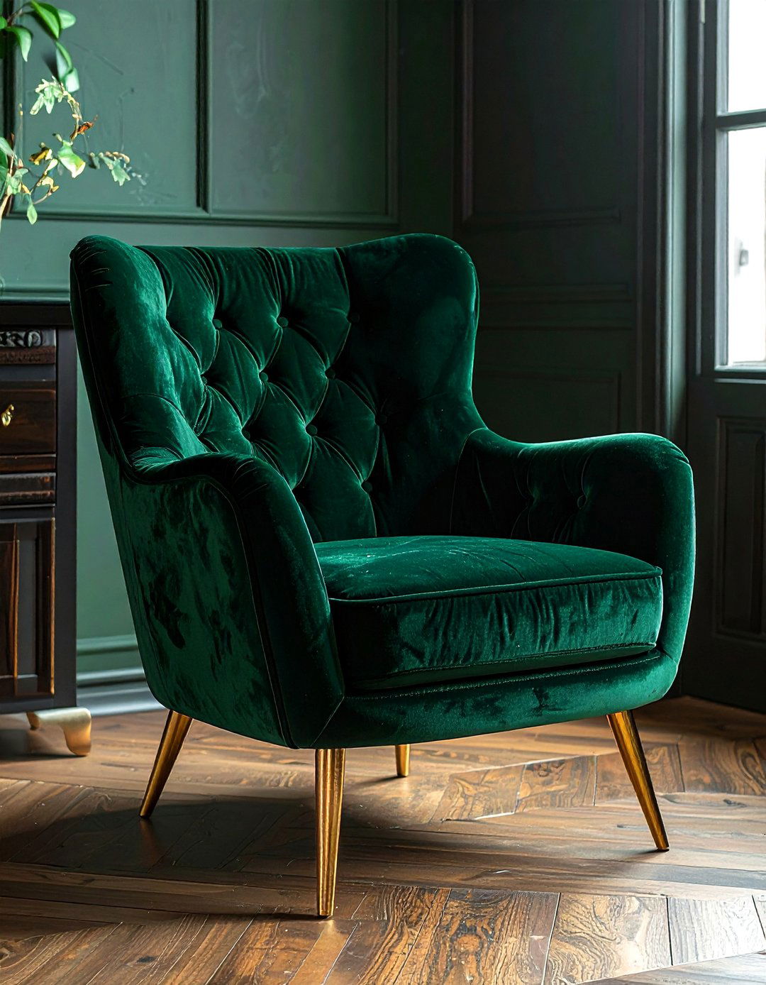 Velvet accent chair - 30 peaceful decor ideas
