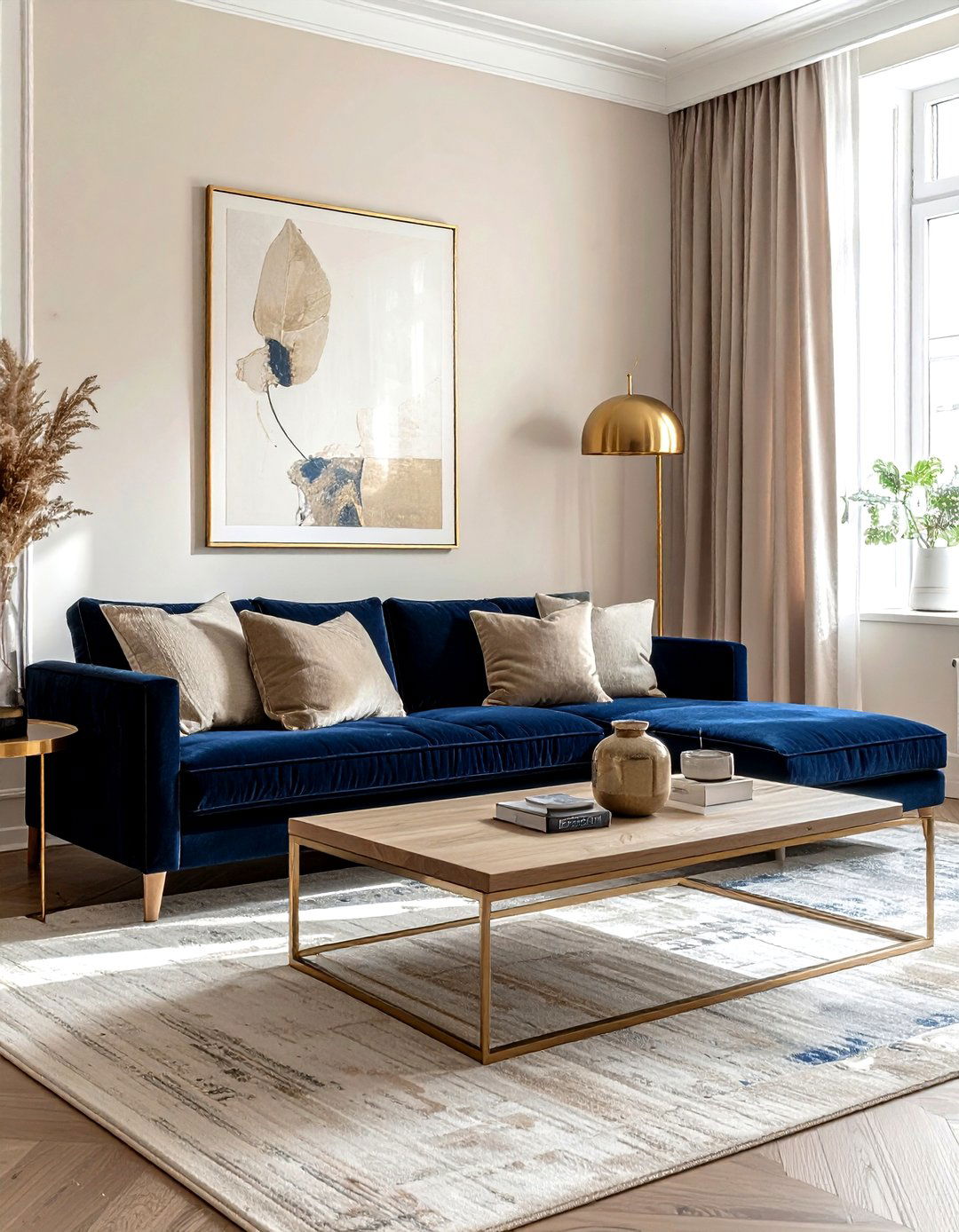 Velvet and linen living room - 30 decor texture mixing ideas