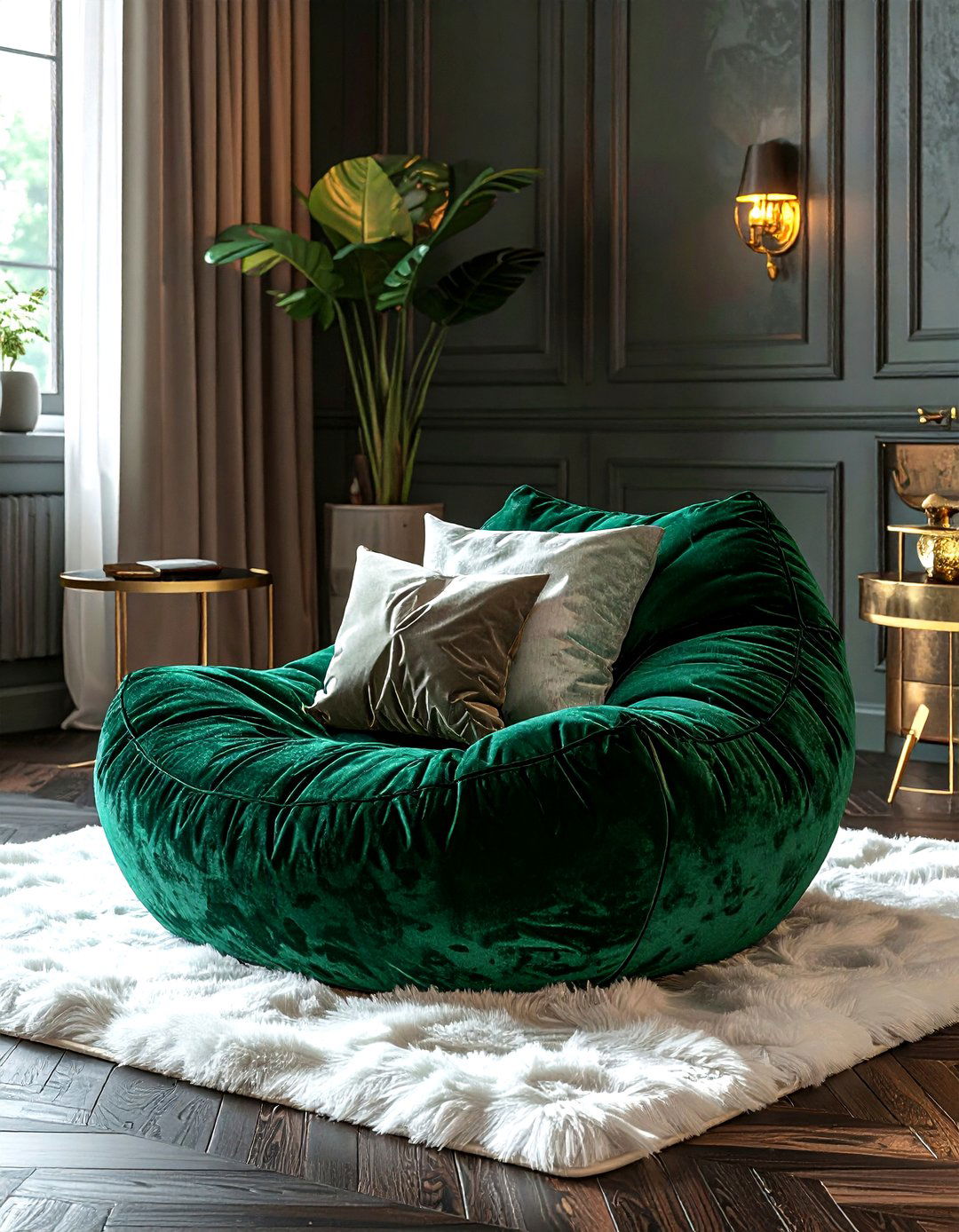Velvet bean bag lounge - 30 living room bean bag ideas