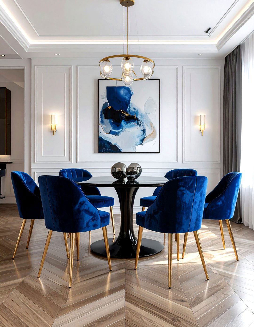 Velvet chair dining room - 30 palatial dining room ideas
