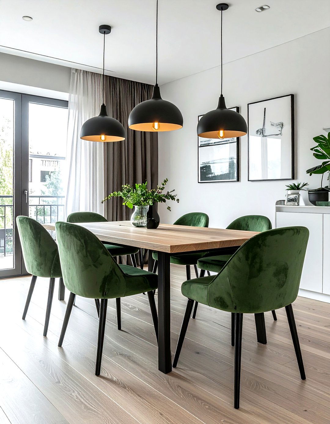 Velvet chair with black legs - 30 velvet dining room ideas