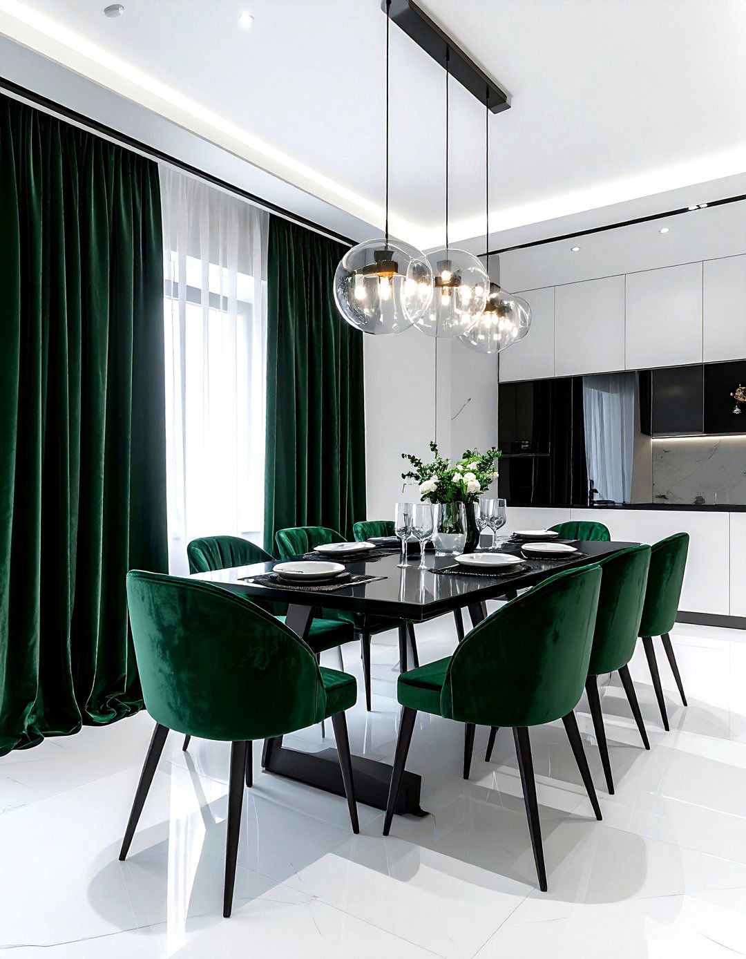 Velvet curtains - 30 weekend dining room project ideas