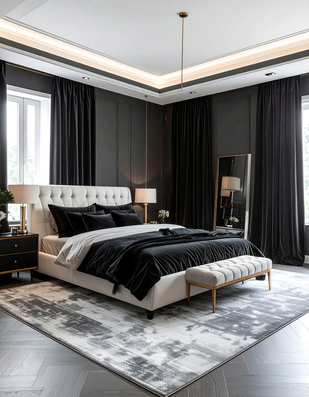 Velvet curtains bedroom - 30 moody decor ideas