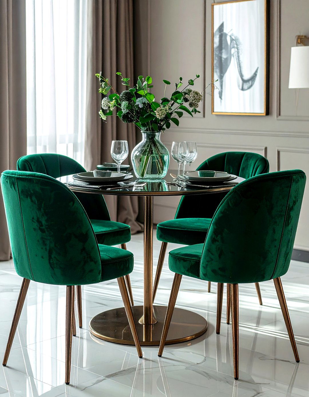 Velvet dining chair set - 30 memorable dining room ideas