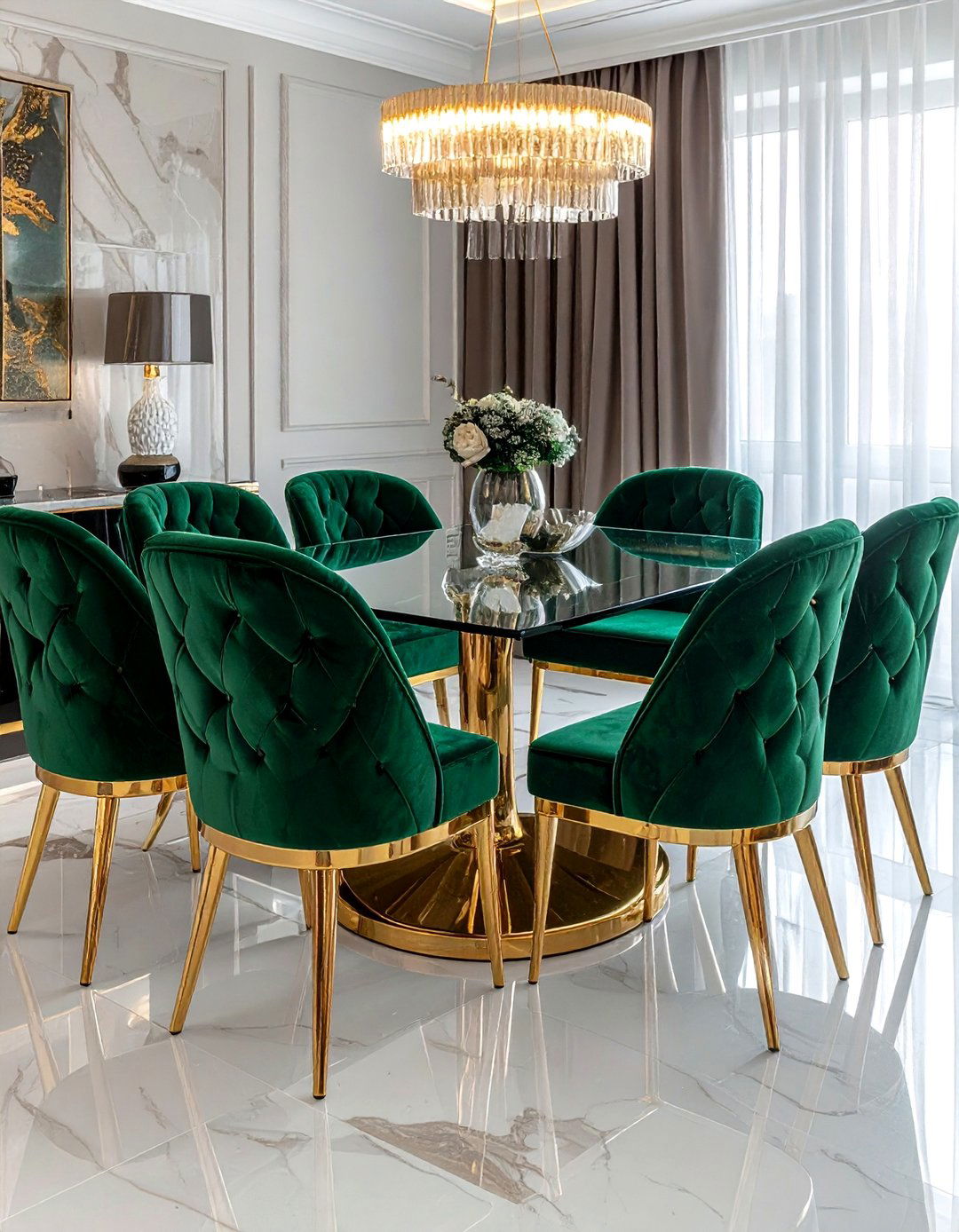 Velvet dining chairs - 30 dining room enhancement ideas