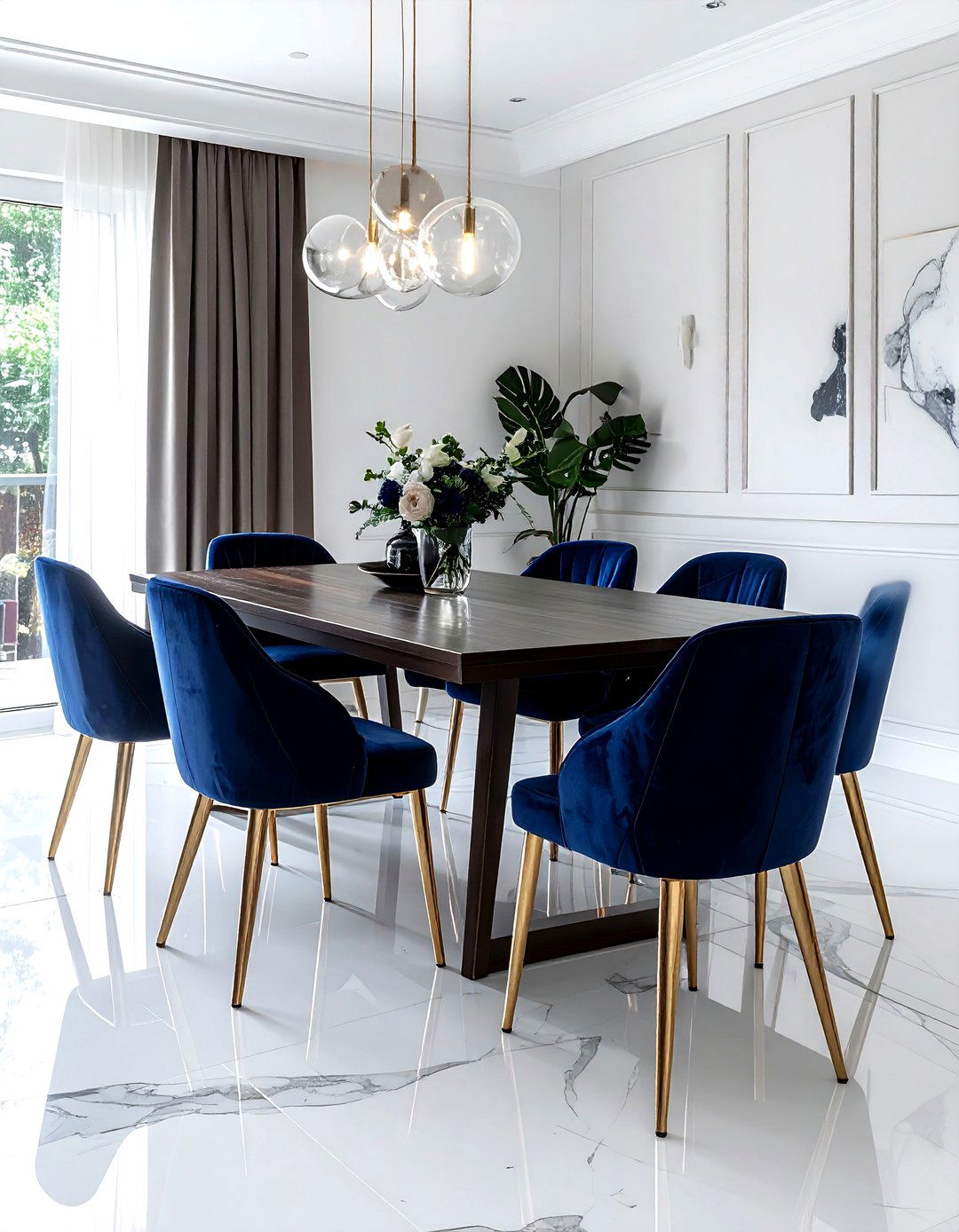 Velvet dining chairs - 30 dining room family gathering ideas
