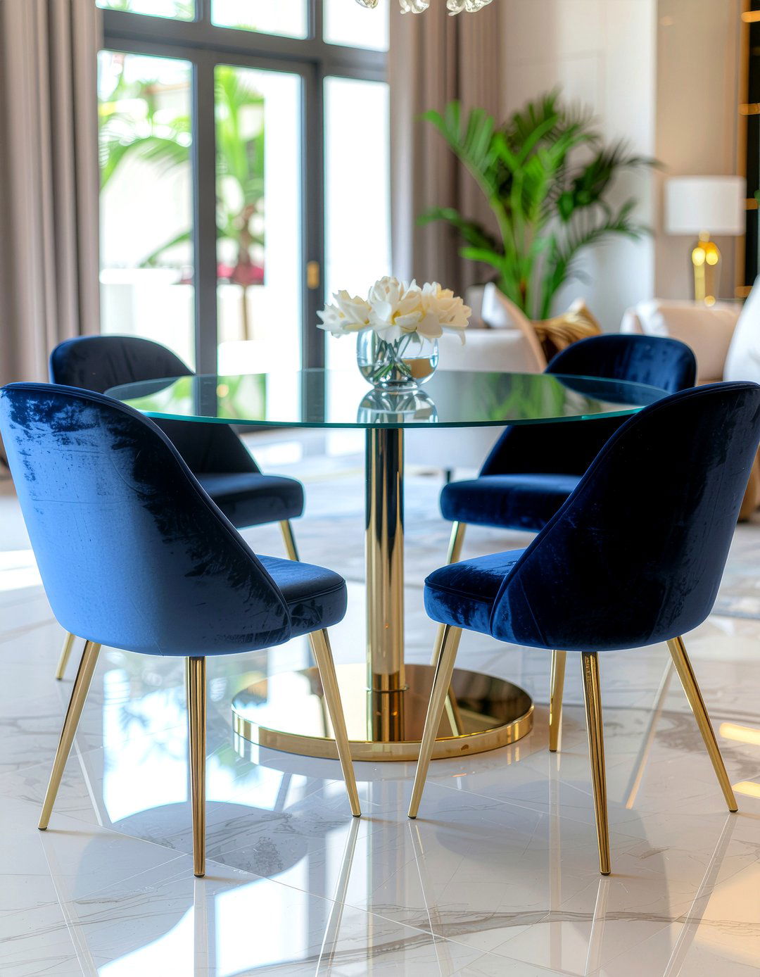 Velvet dining chairs - 30 large dining room ideas