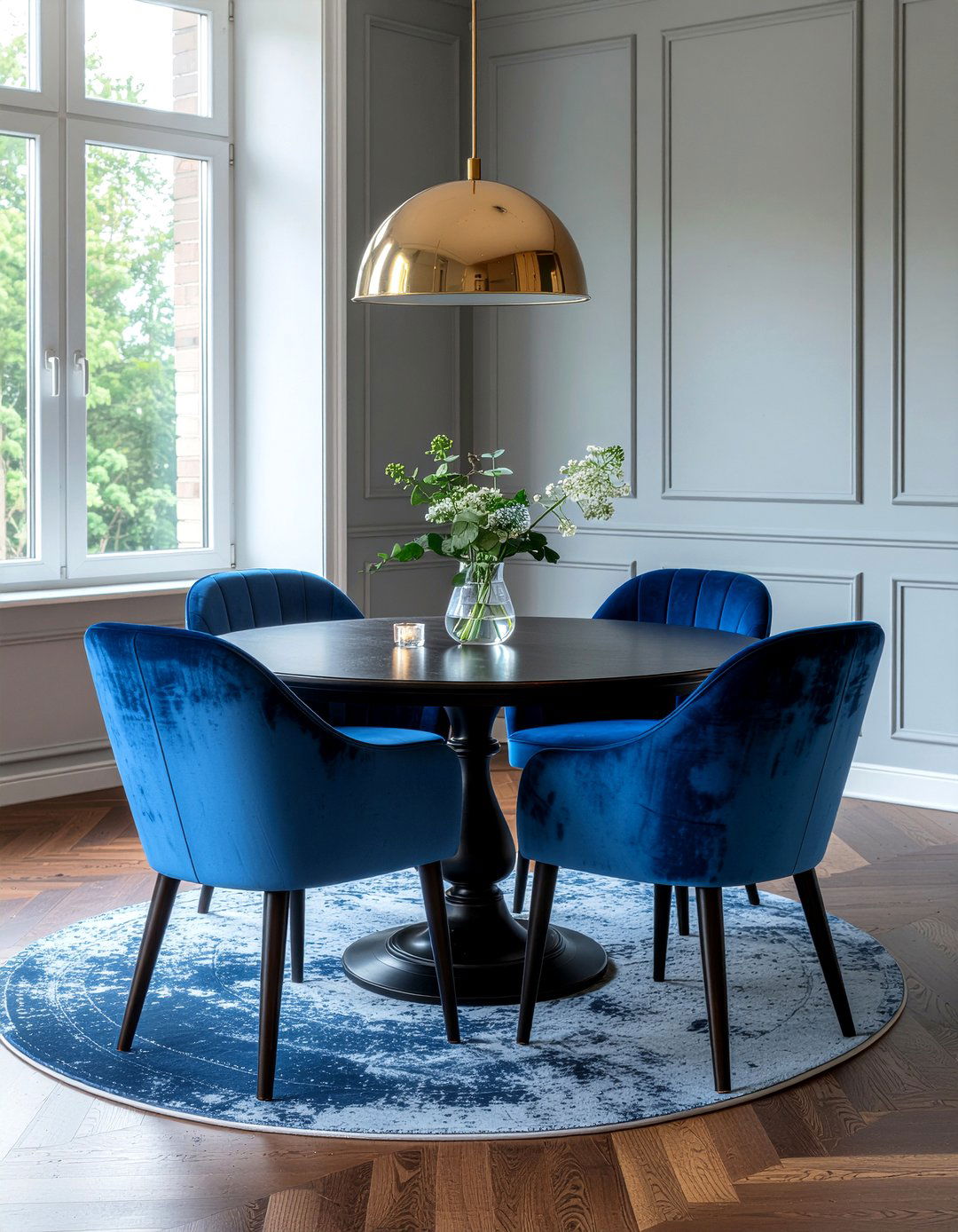 Velvet dining chairs set - 30 dining area ideas