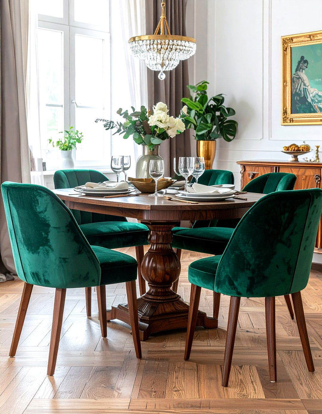 Velvet dining chairs vintage - 30 vintage dining room ideas