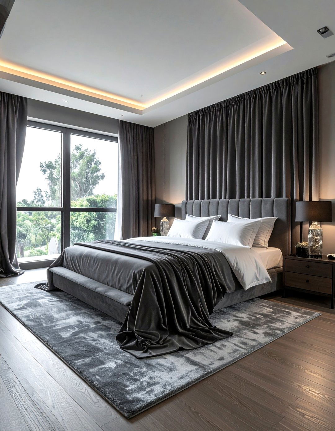 Velvet drapes - 30 soft texture bedroom ideas