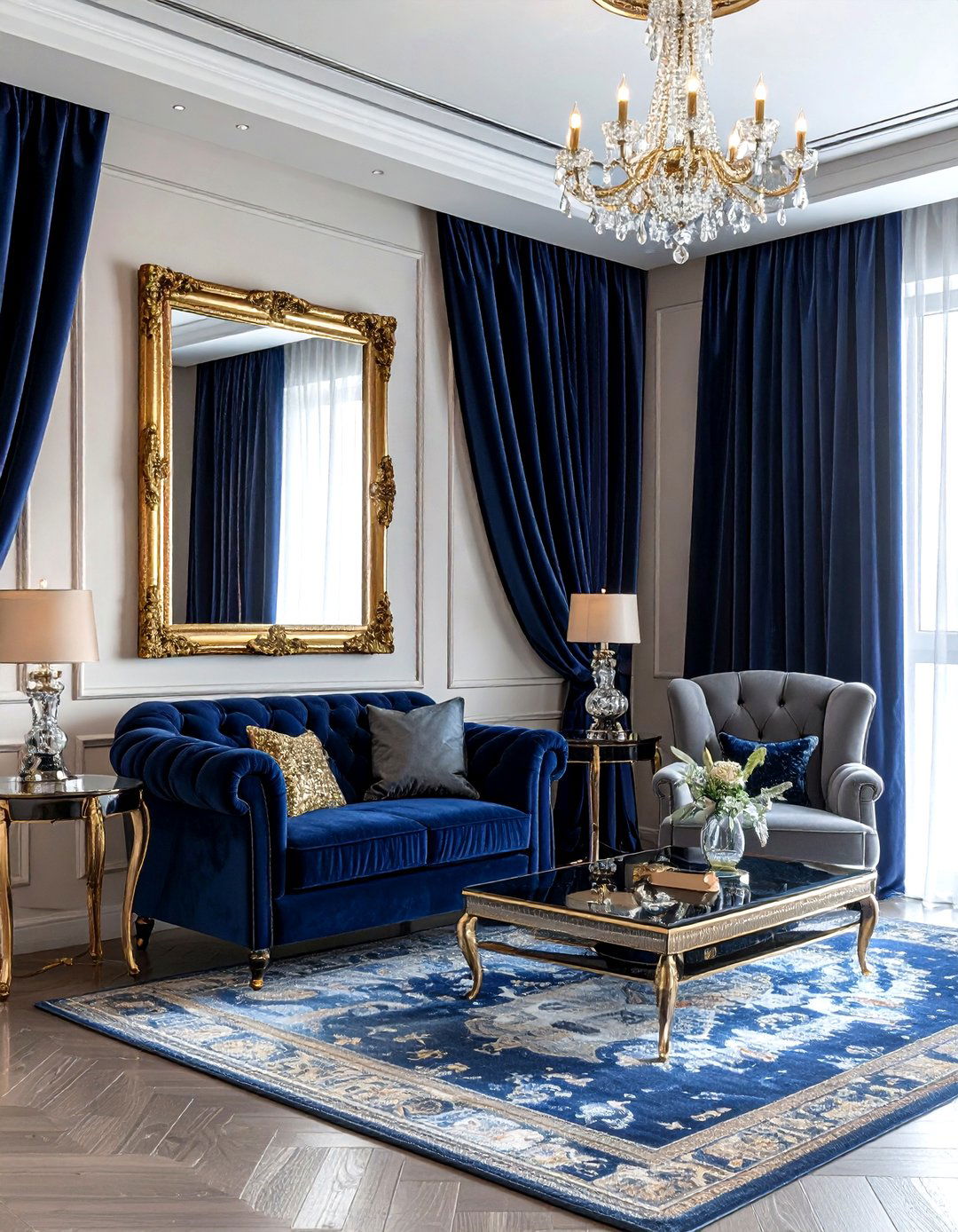 Velvet floor to ceiling drapes - 30 living room curtain ideas