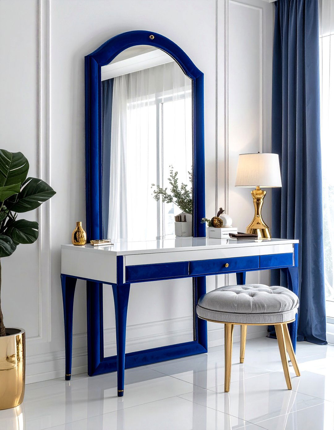 Velvet frame floor mirror - 30 leaning mirror ideas