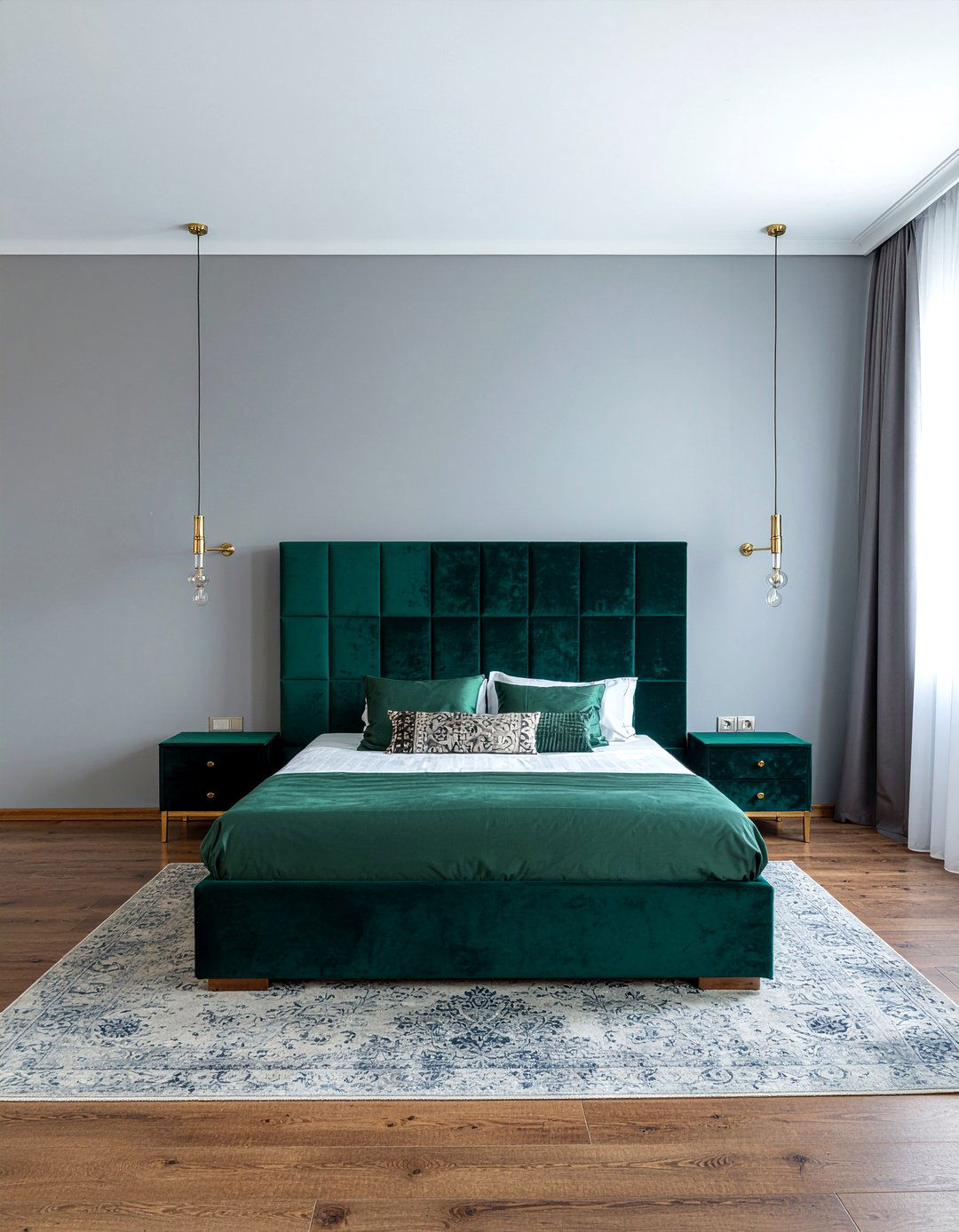Velvet headboard panel - 30 contemporary bedroom ideas