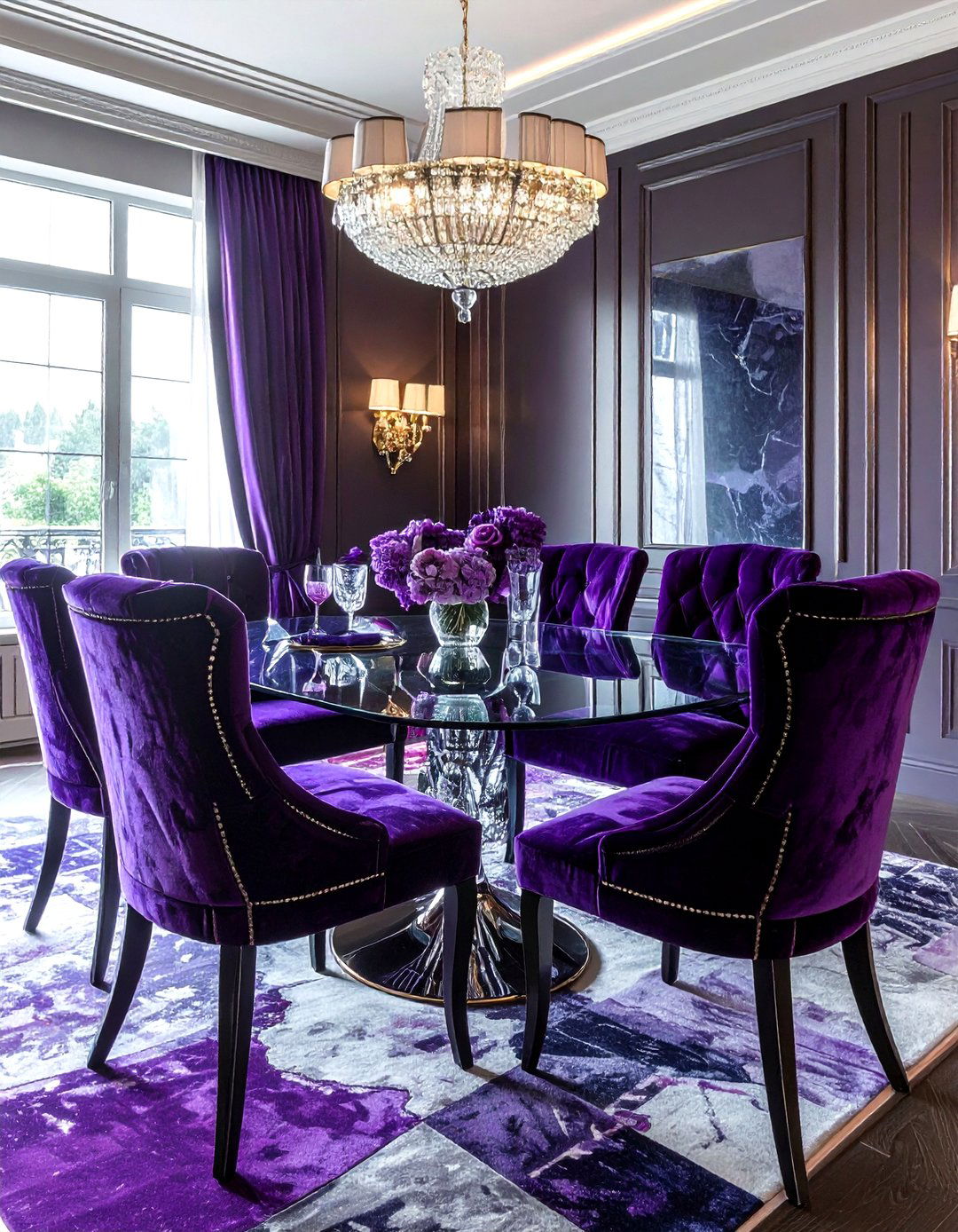 Velvet jewel tone seating - 30 mismatched dining chair ideas