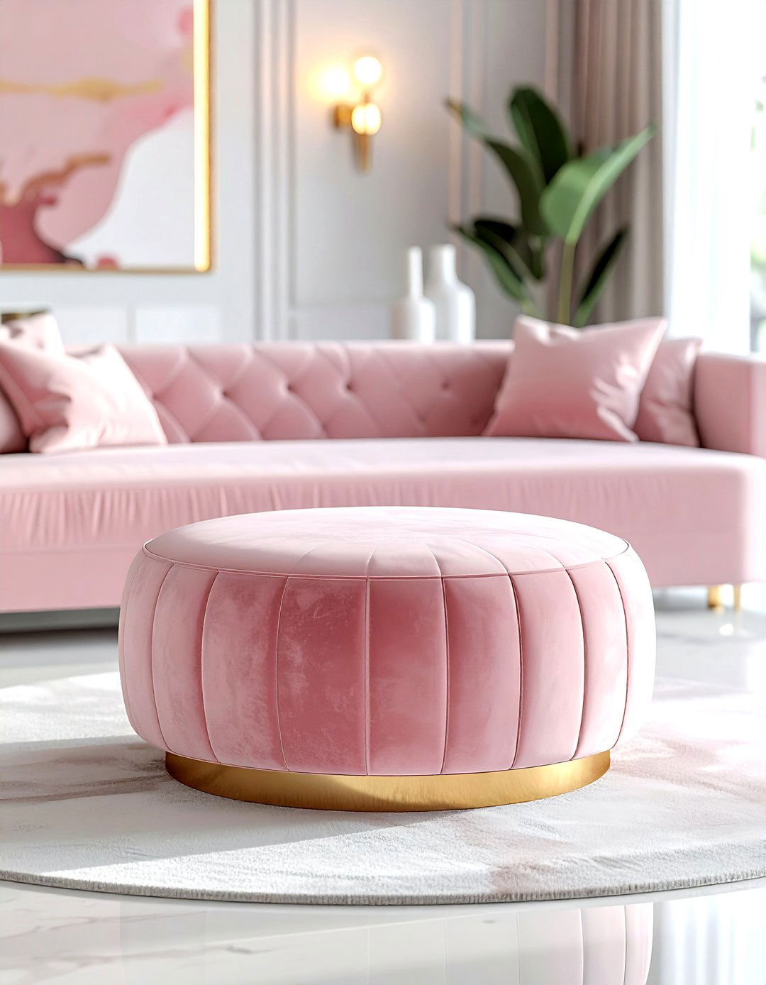 Velvet ottoman - 30 glam home decor ideas
