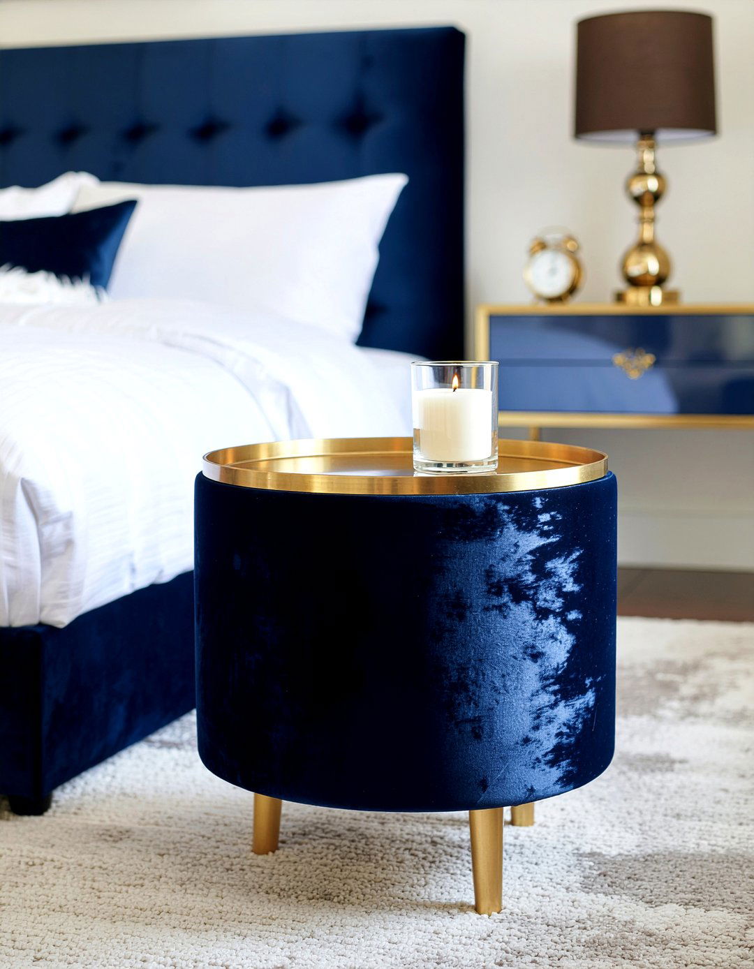 Velvet round nightstand - 30 bedroom round nightstands