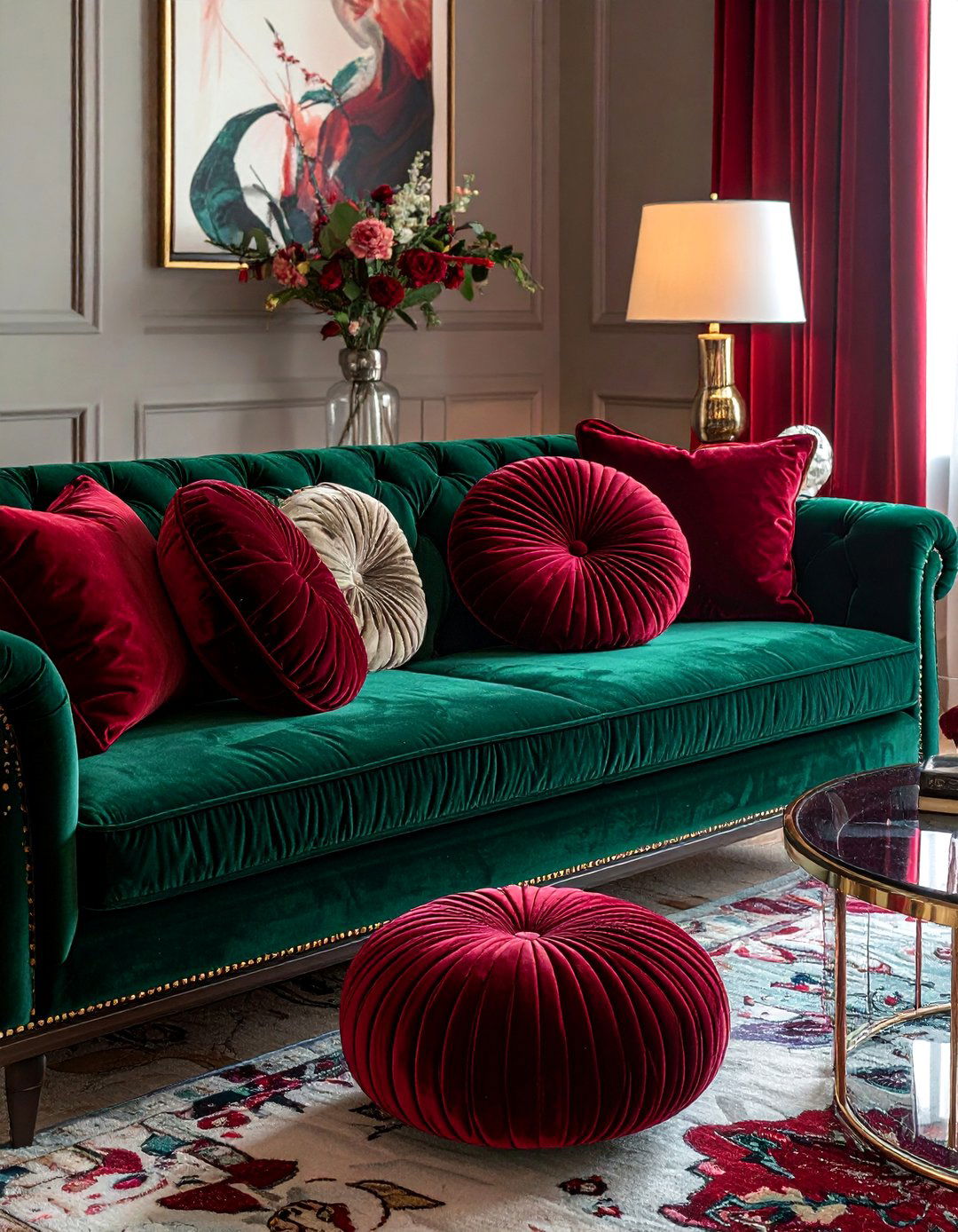 Velvet round pleated pillows - 30 pillow mix ideas