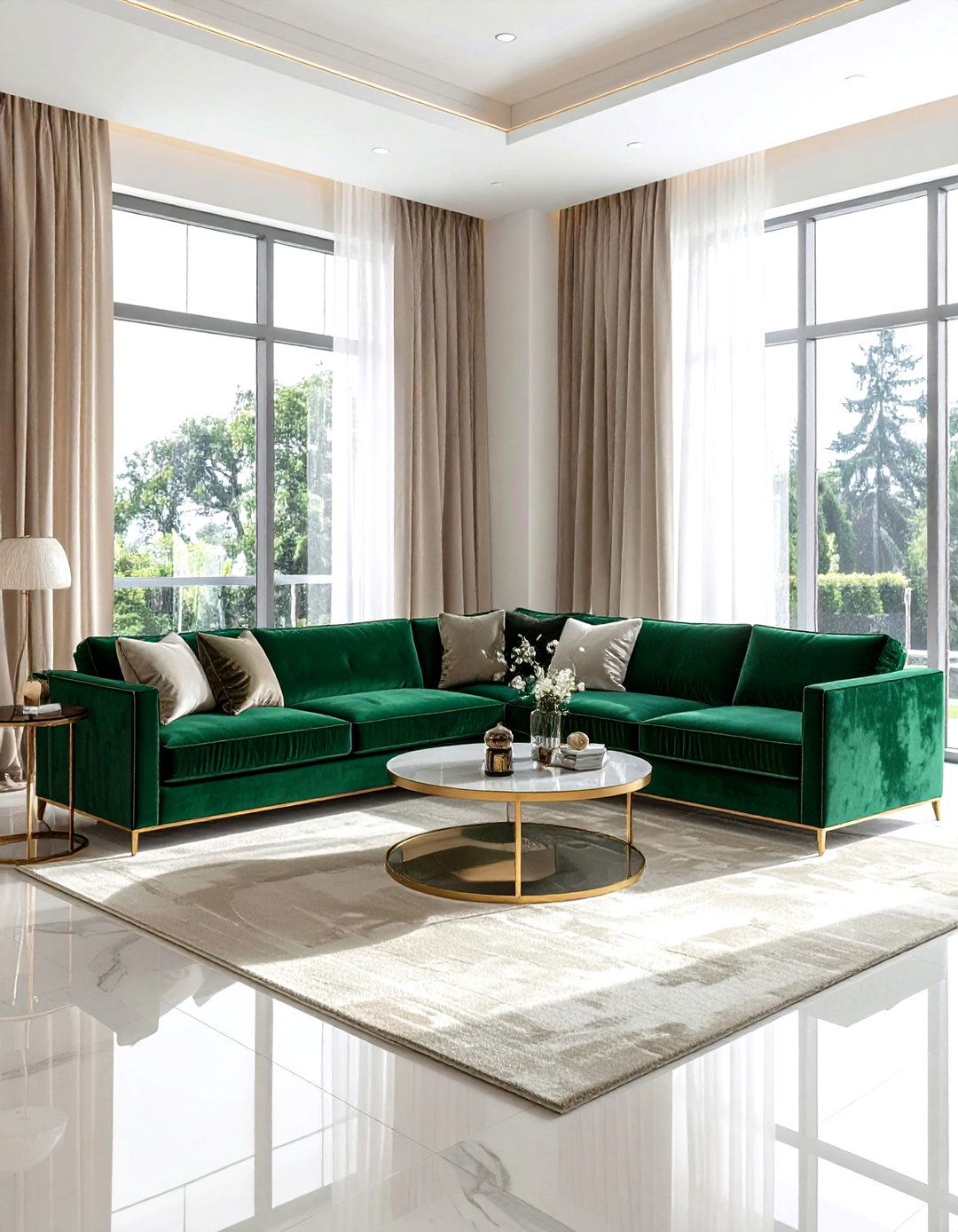 Velvet sectional sofa - 30 living room statement piece ideas