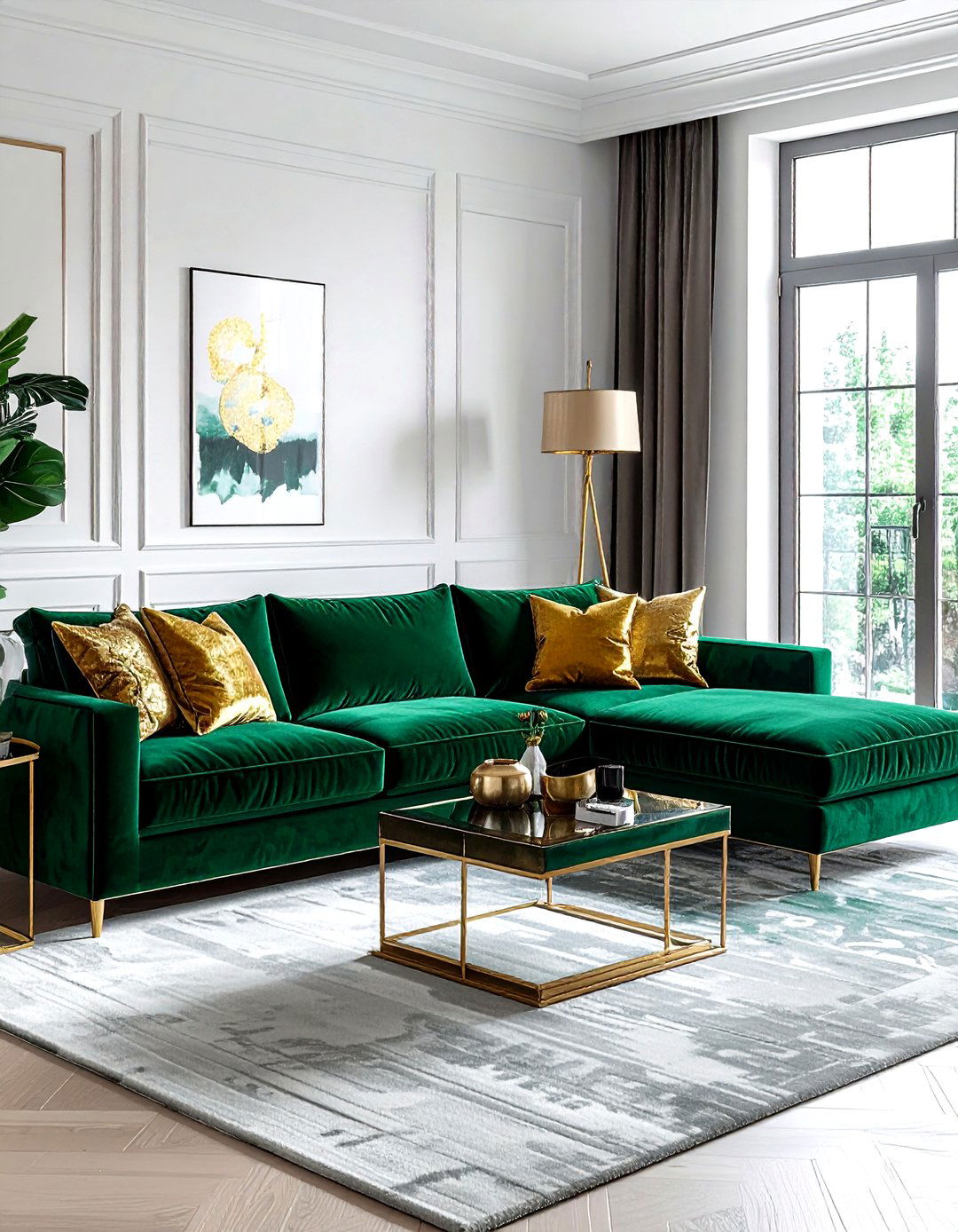 Velvet sectional sofa - 30 luxury home decor ideas