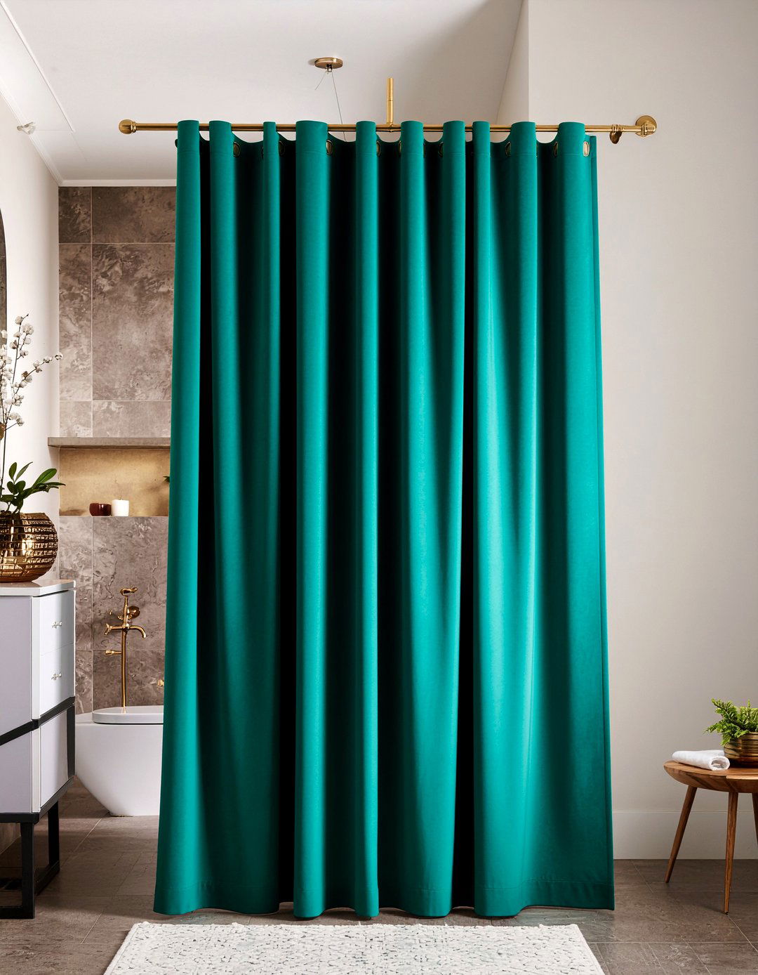 Velvet shower curtain - 30 bathroom curtain ideas