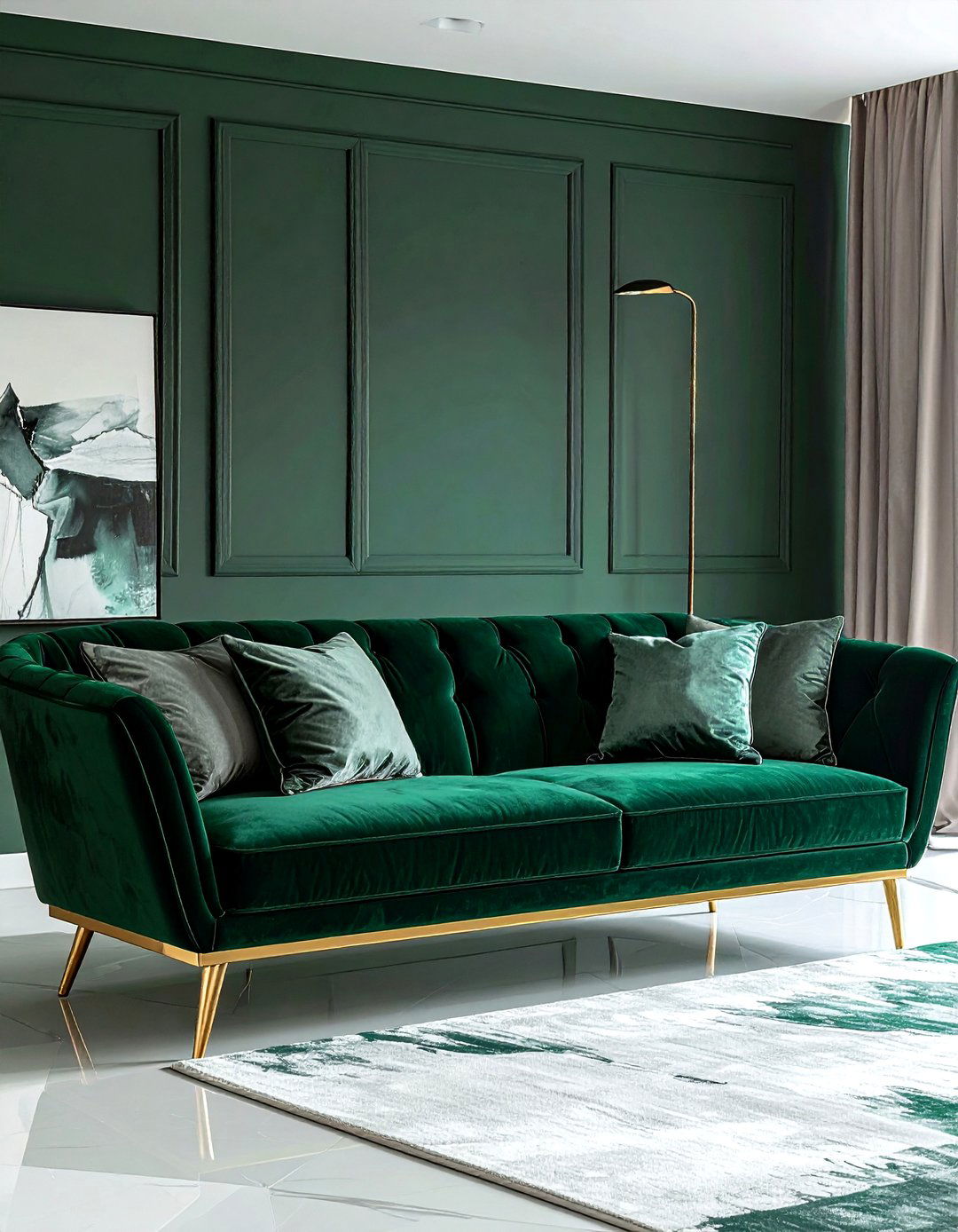 Velvet sofa - 30 glam home decor ideas