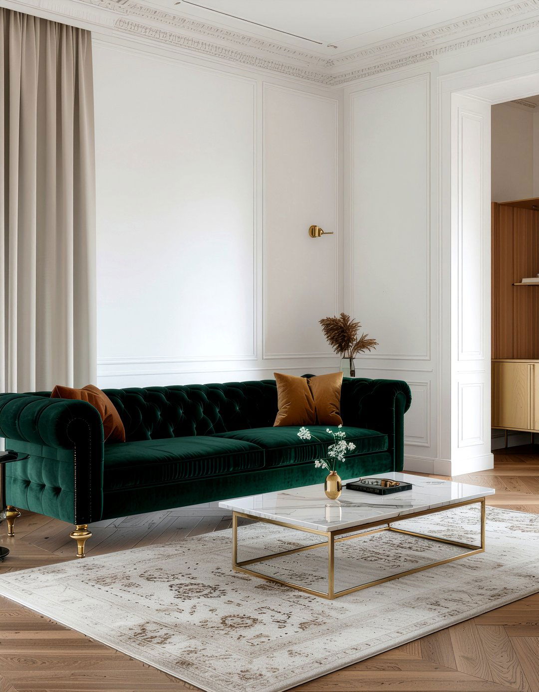 Velvet sofa living room - 30 enduring decor ideas