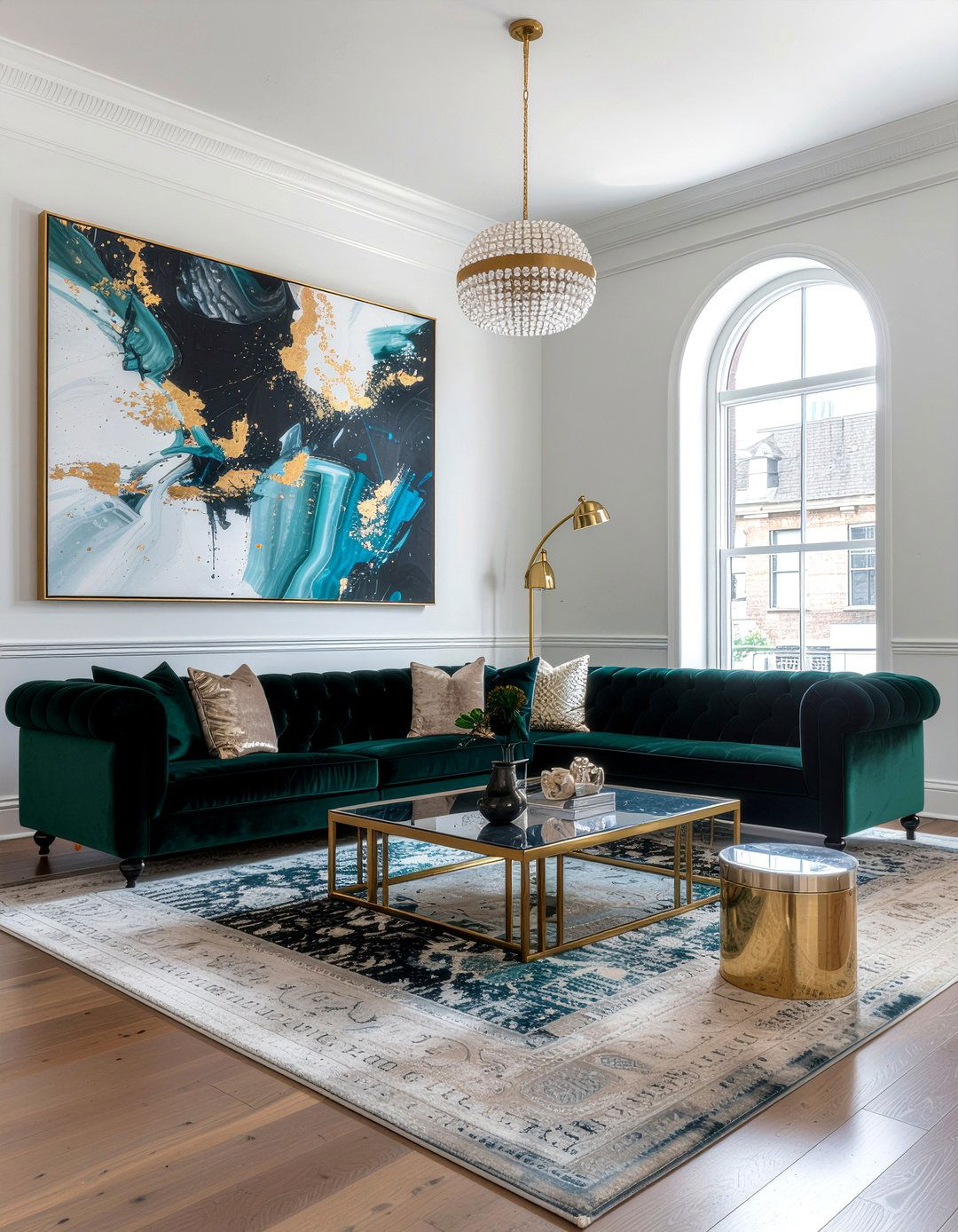 Velvet sofa living room - 30 mansion living room ideas