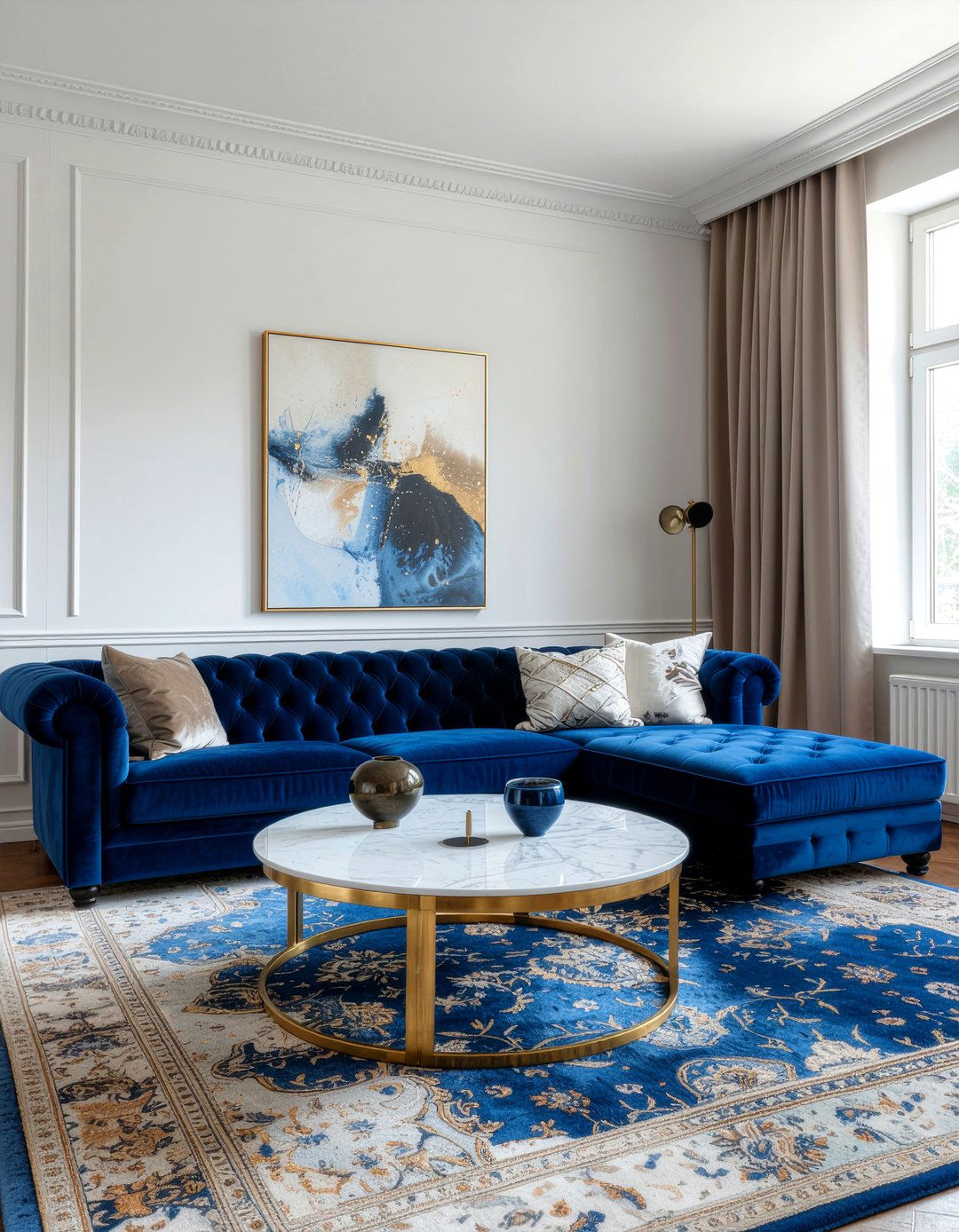 Velvet sofa living room - 30 model home living room ideas