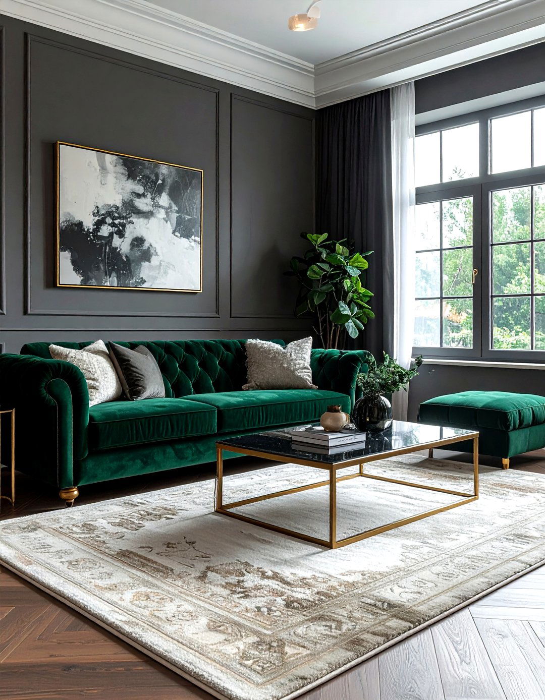 Velvet sofa living room - 30 moody decor ideas