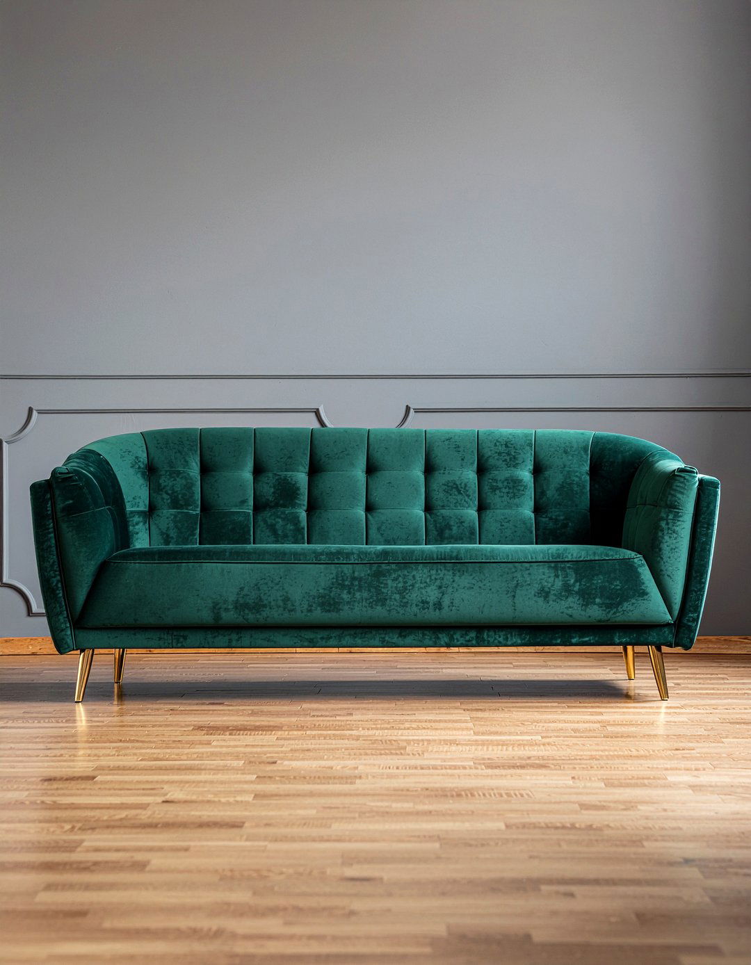 Velvet sofa with gold legs - 30 gold accent living room ideas