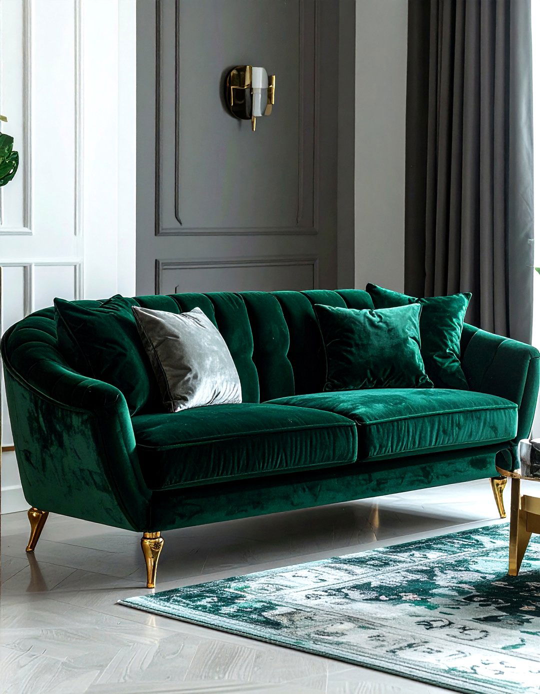 Velvet sofa - 30 chic decor ideas