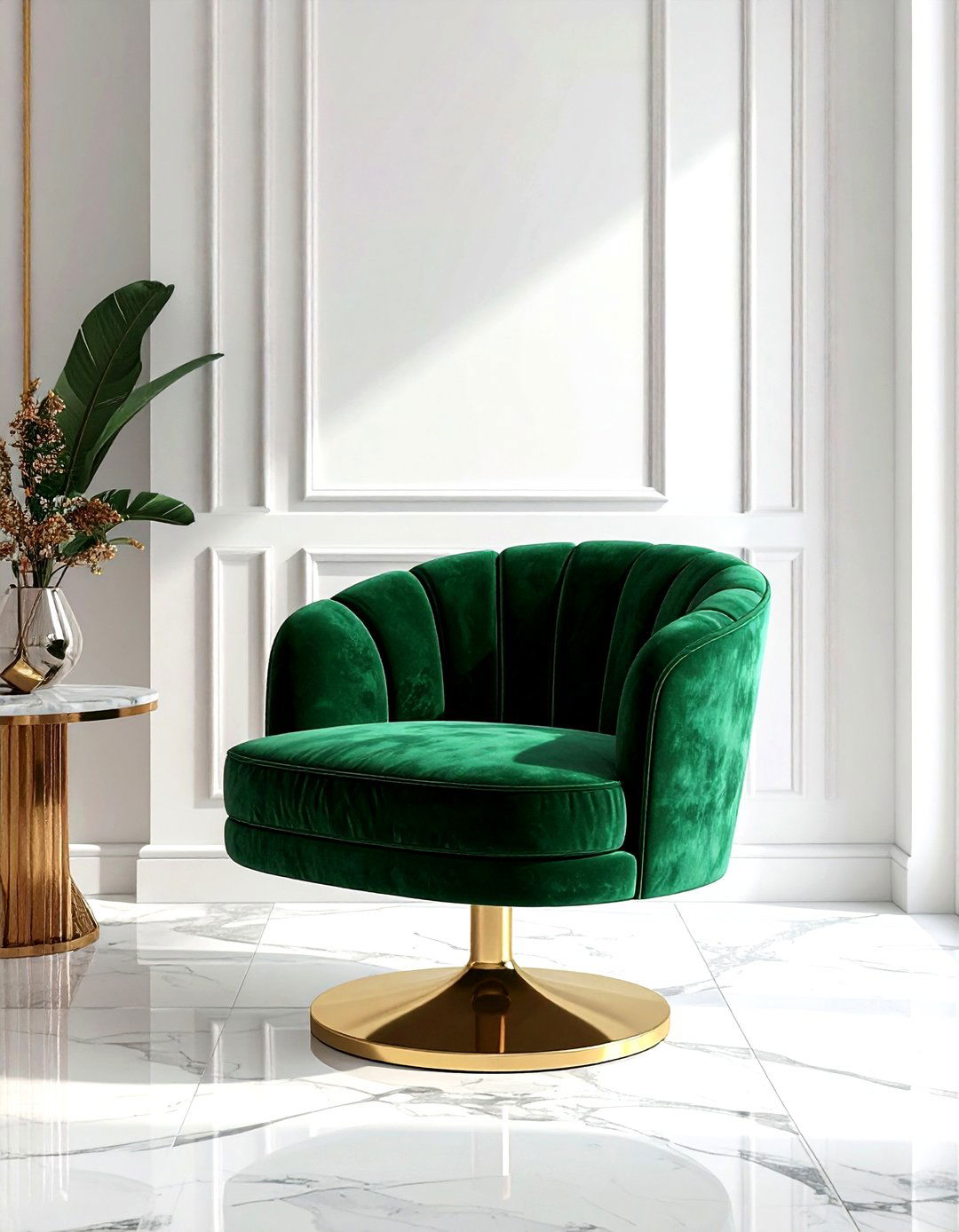 Velvet swivel chair - 30 living room side chair ideas