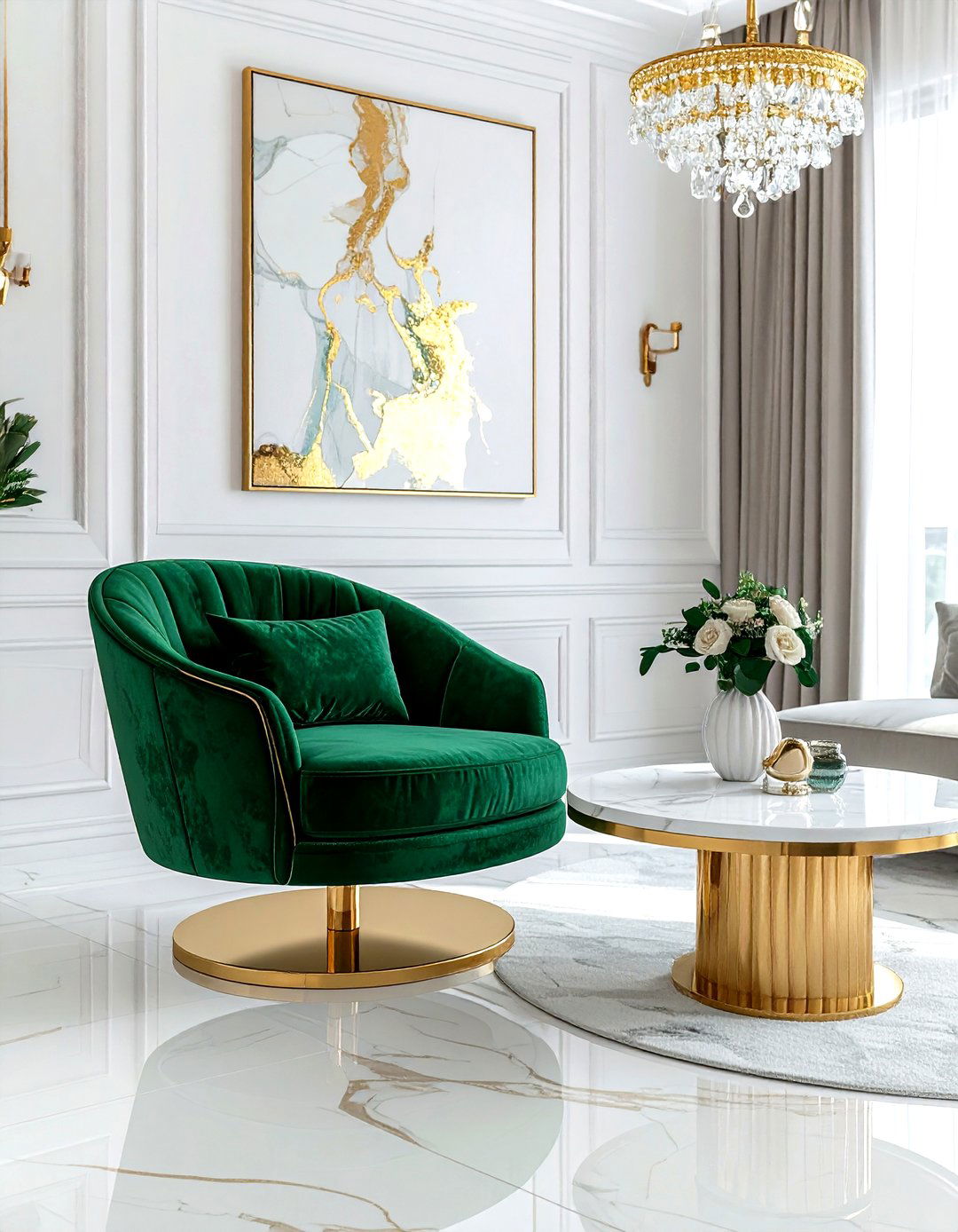 Velvet swivel chair - 30 living room swivel chairs