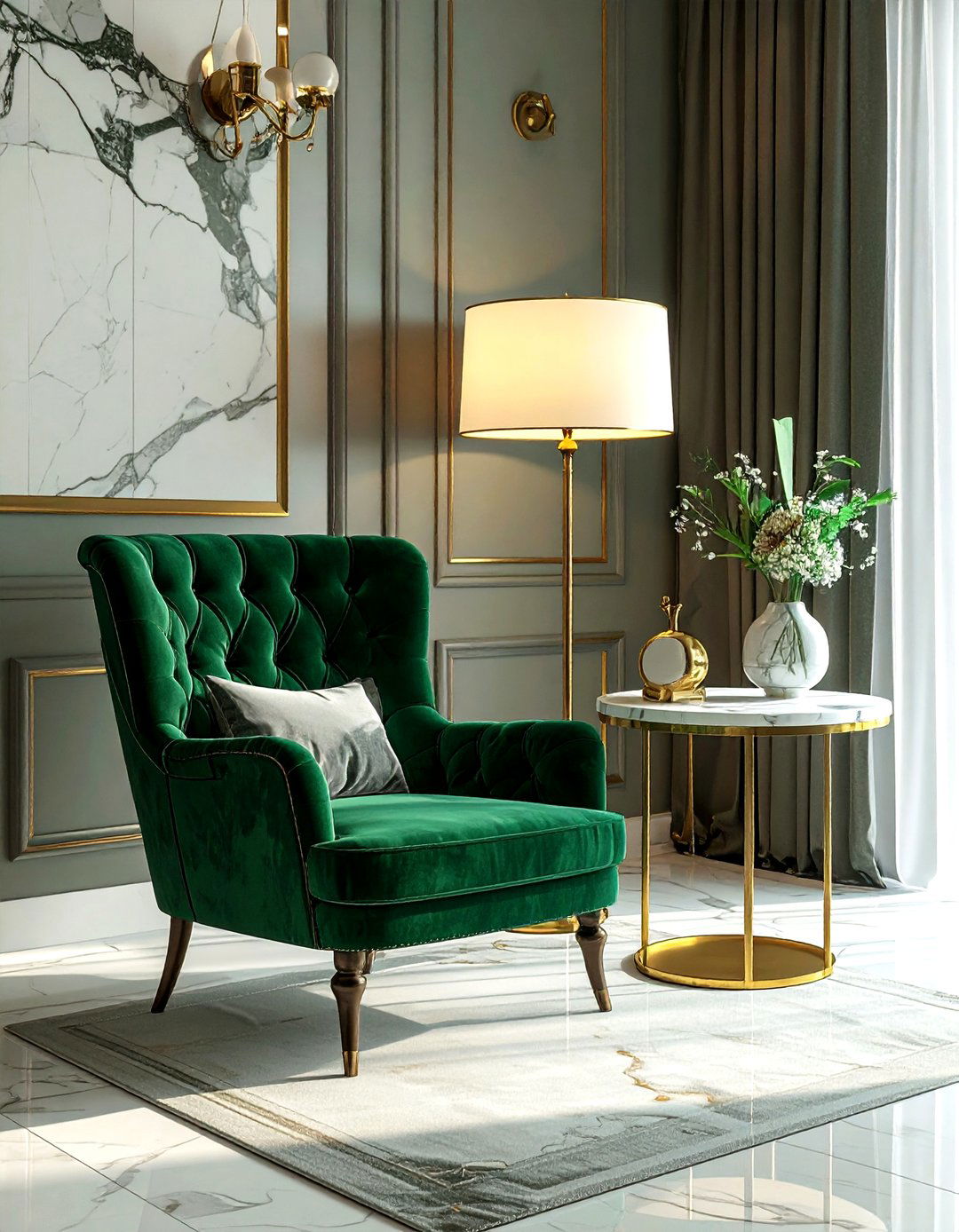 Velvet tufted chair - 30 living room reading chair ideas