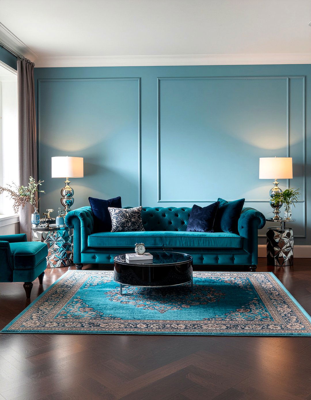 Velvet turquoise living room - 30 turquoise living room ideas
