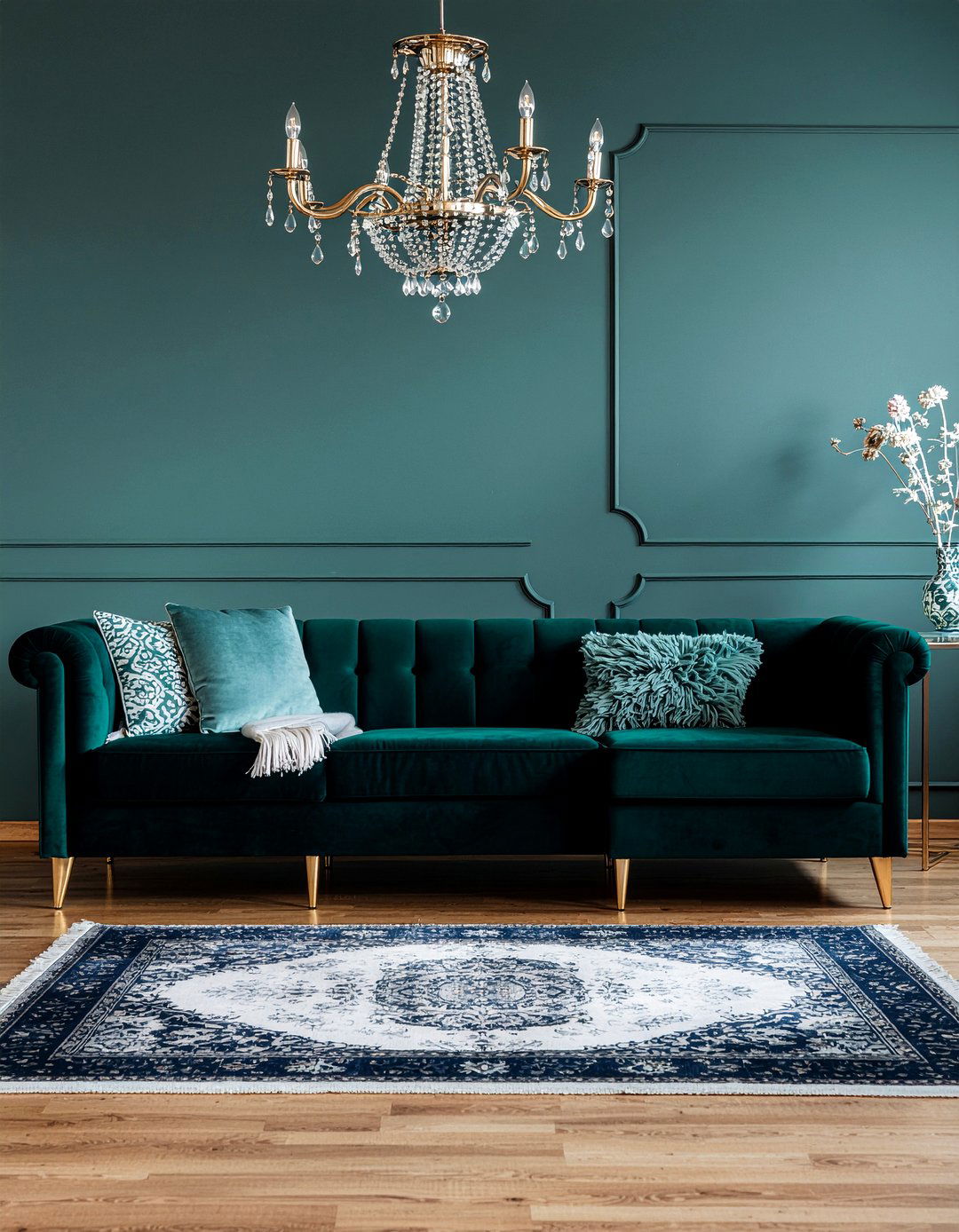 Velvet u shaped sofa living room - 30 U-shaped sofa living room ideas