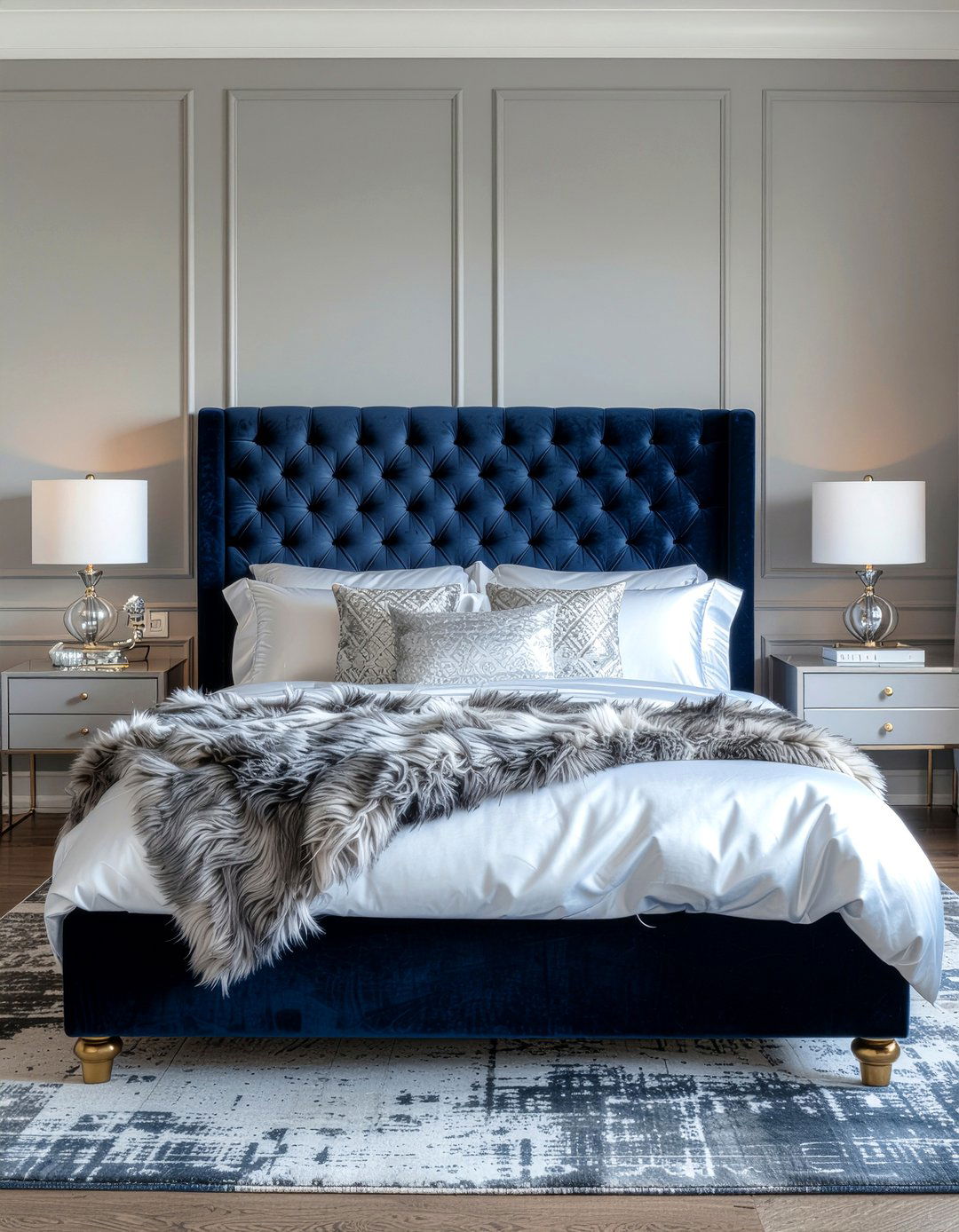 Velvet upholstered bed frame - 30 custom bedroom ideas