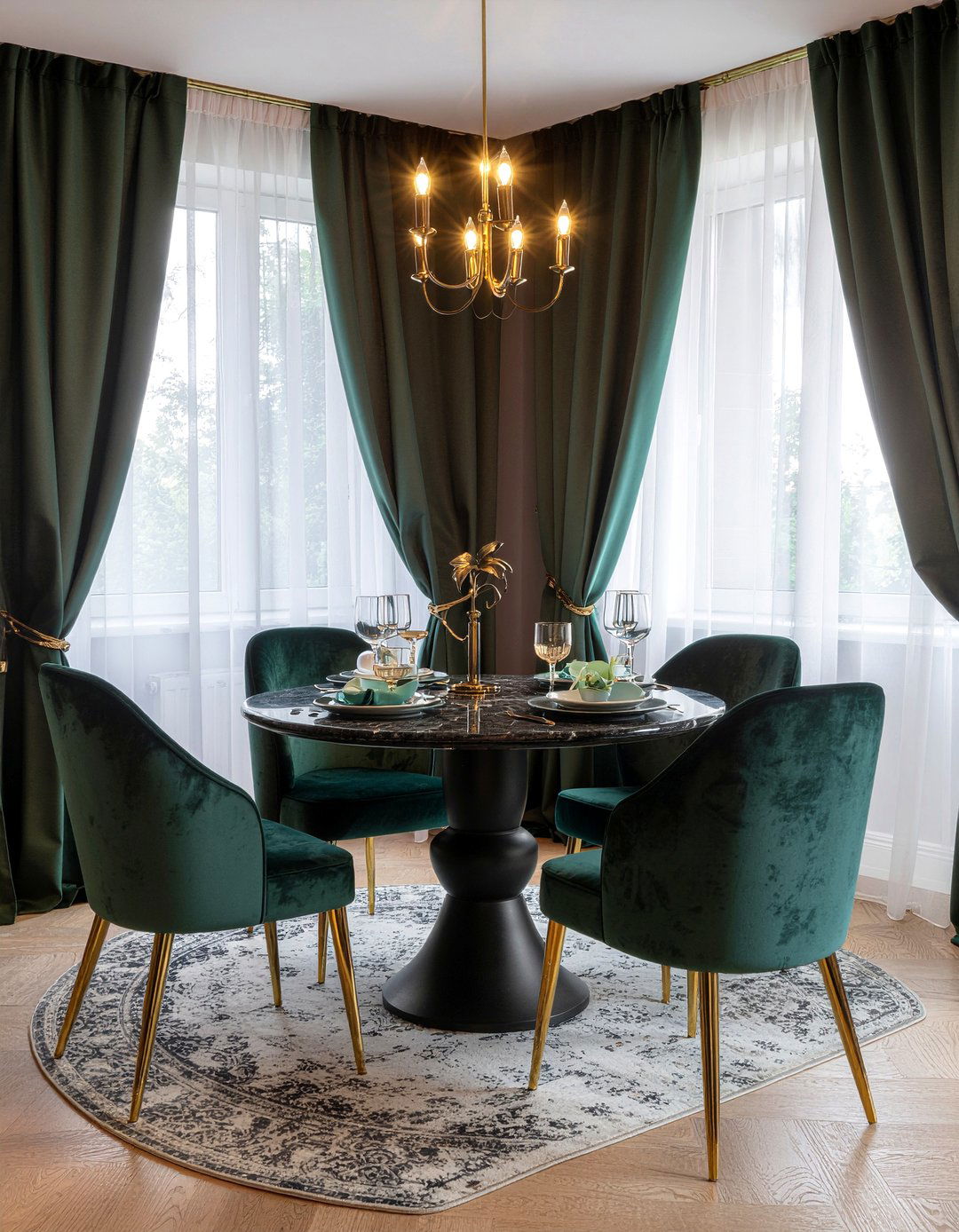 Velvet upholstered dining decor - 30 luxury dining room ideas