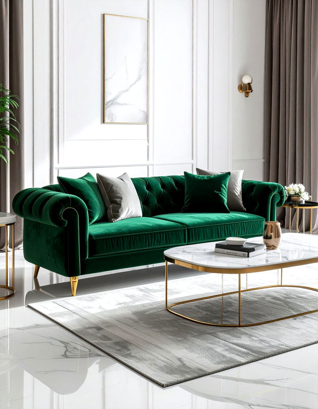 Velvet upholstered furniture - 30 living room hosting ideas