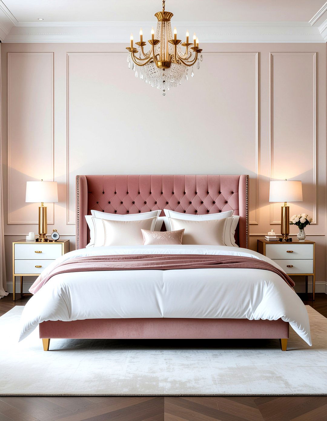 Velvet upholstered headboard - 30 serene bedroom ideas