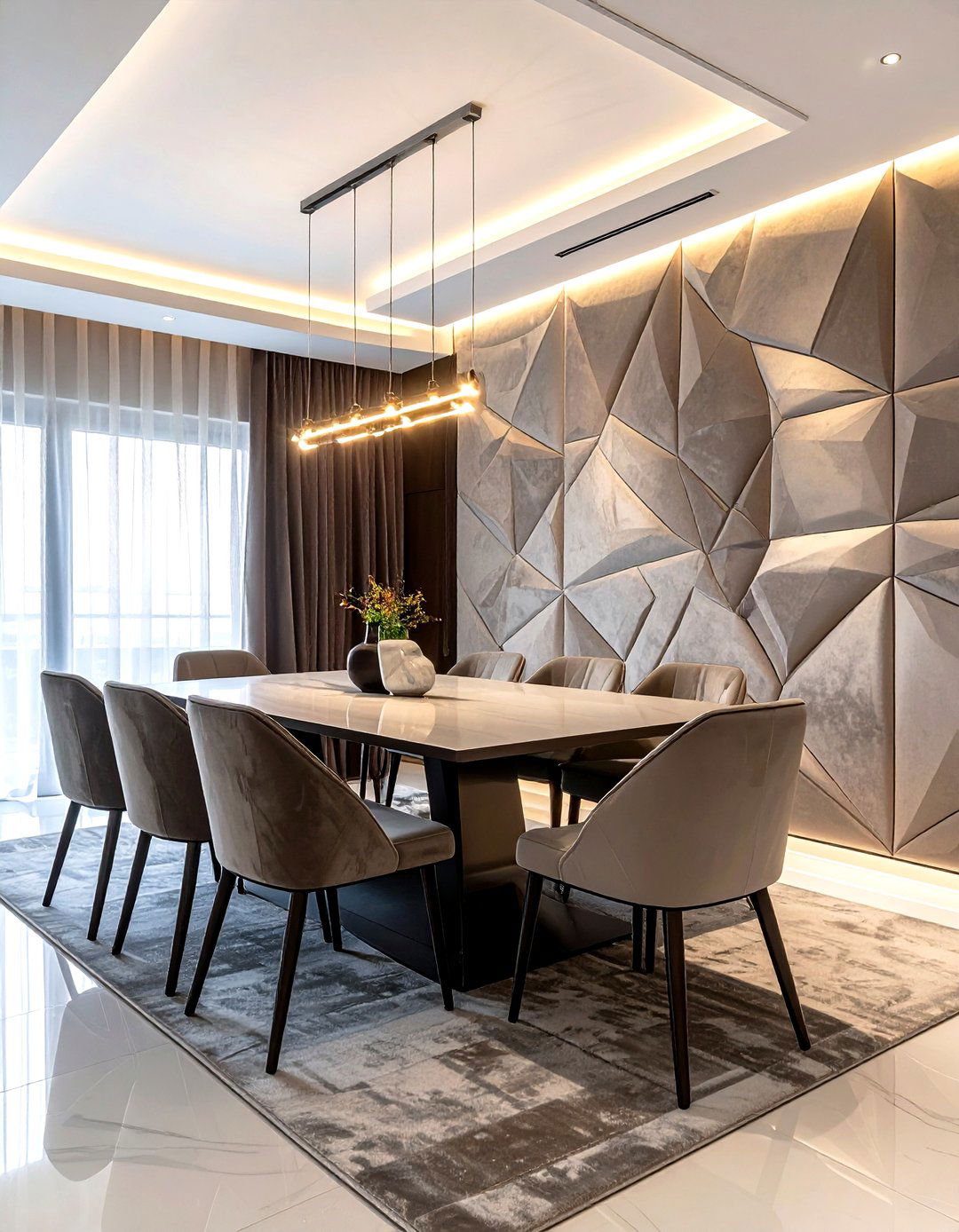 Velvet upholstered wall panel - 30 velvet dining room ideas