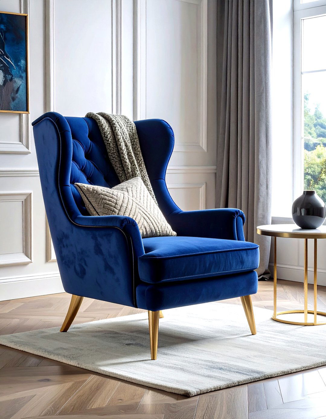 Velvet wingback chair - 30 living room wingback chairs