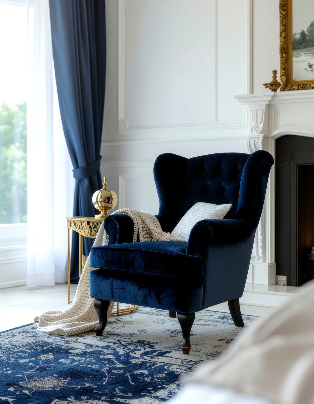 Velvet wingback chair - 30 bedroom reading chairs