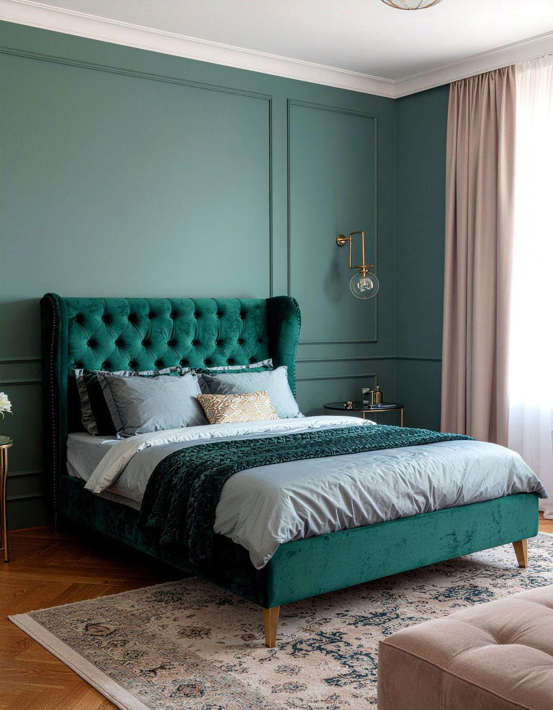 Velvet wingback headboard - 30 bedroom wingback headboards