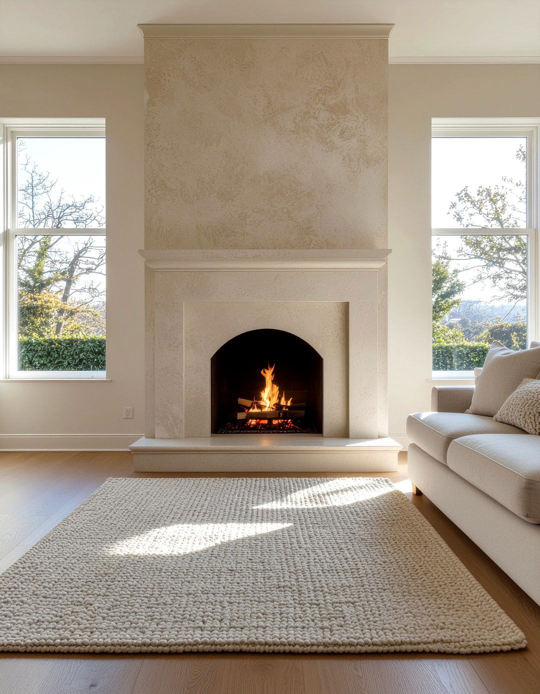 Venetian plaster fireplace - 30 living room modern fireplace ideas