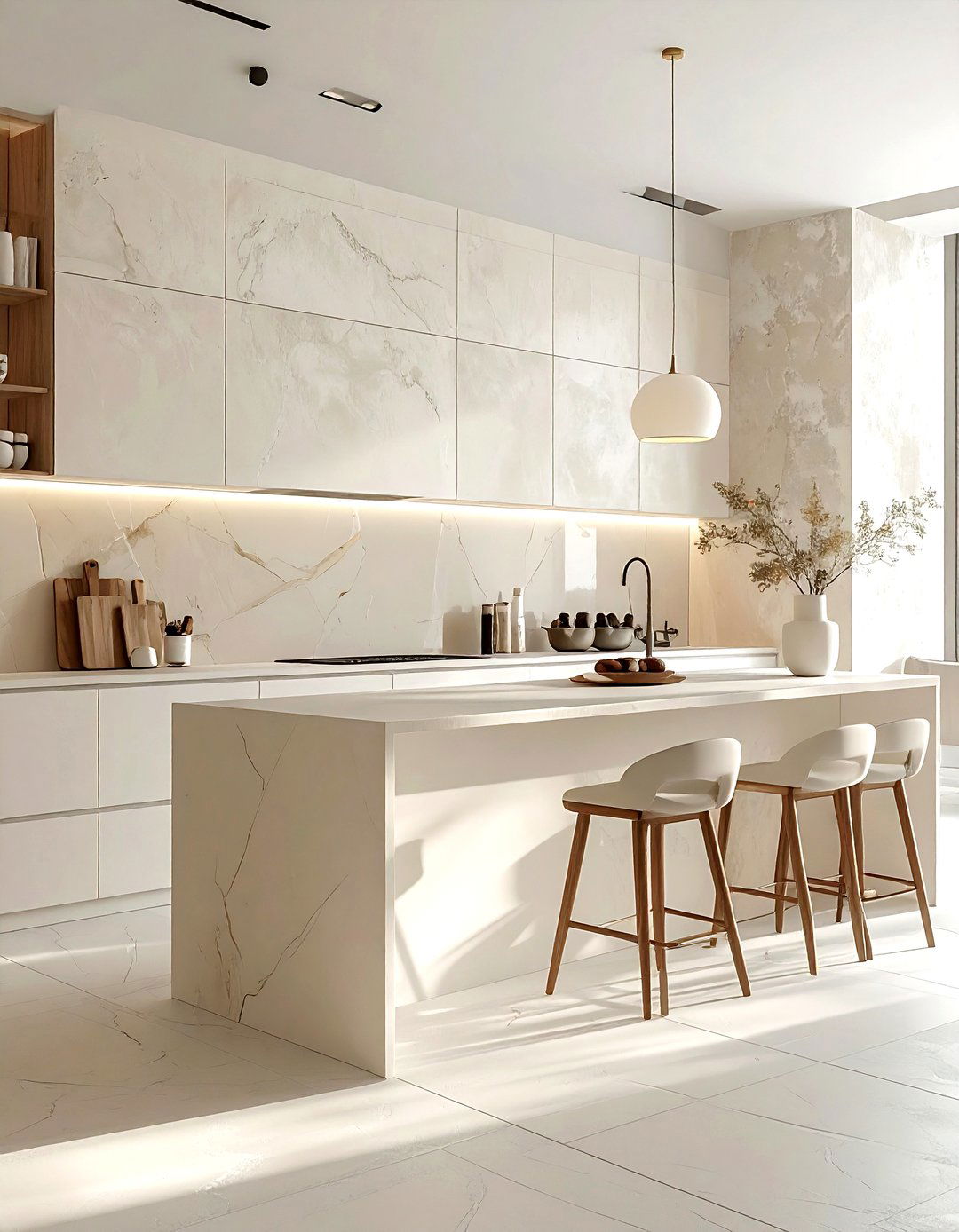 Venetian plaster stone kitchen - 30 kitchen stone wall ideas